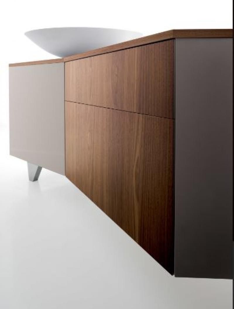 Compar, Vanity, Cream Lacquer/ Wood Veneer Sideboard |trendy Throughout Latest Walnut Finish Contempo Sideboards (View 10 of 20)