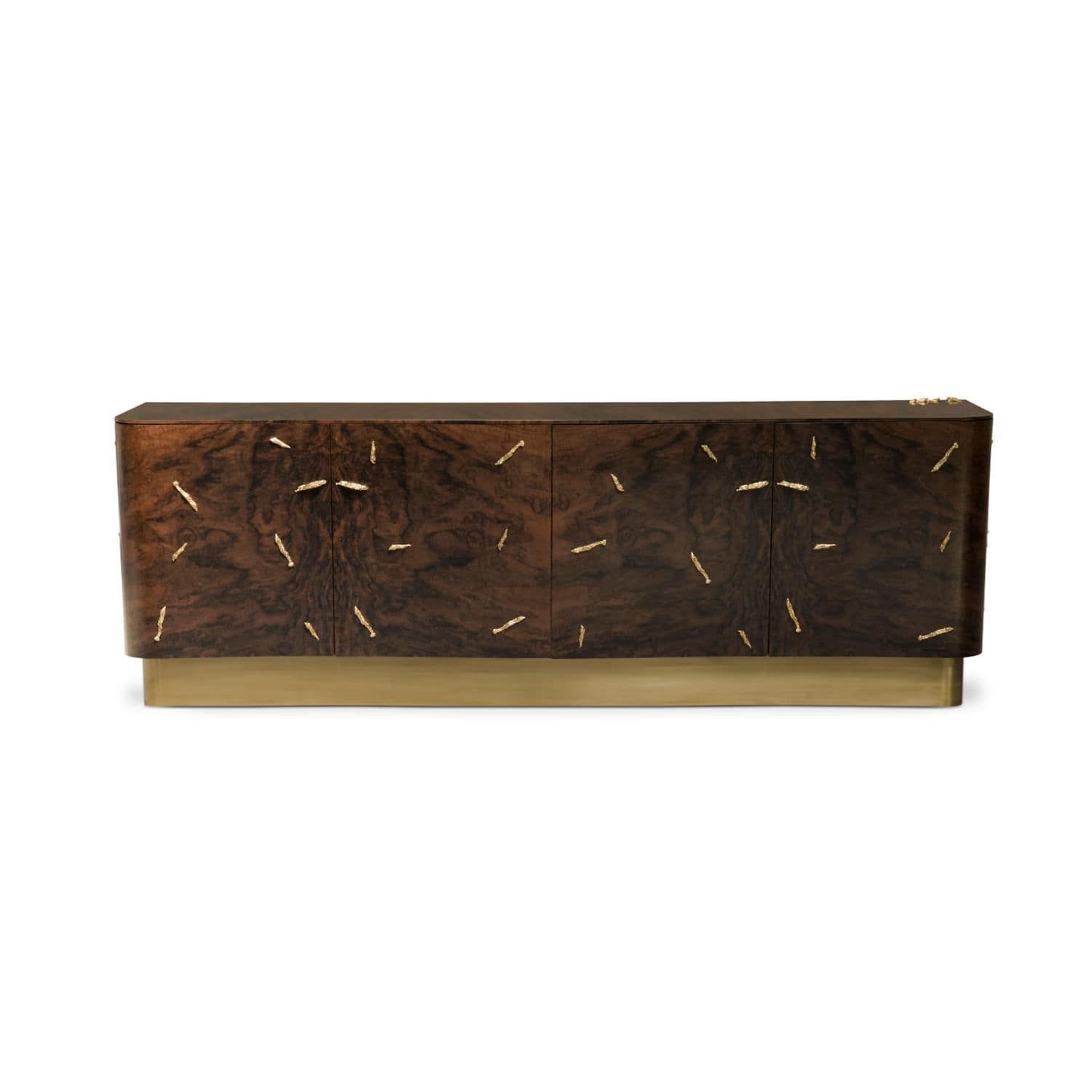 Contemporary Sideboard / Walnut / Wood Veneer / Smoked Glass In Most Up To Date Walnut Finish Contempo Sideboards (View 8 of 20)