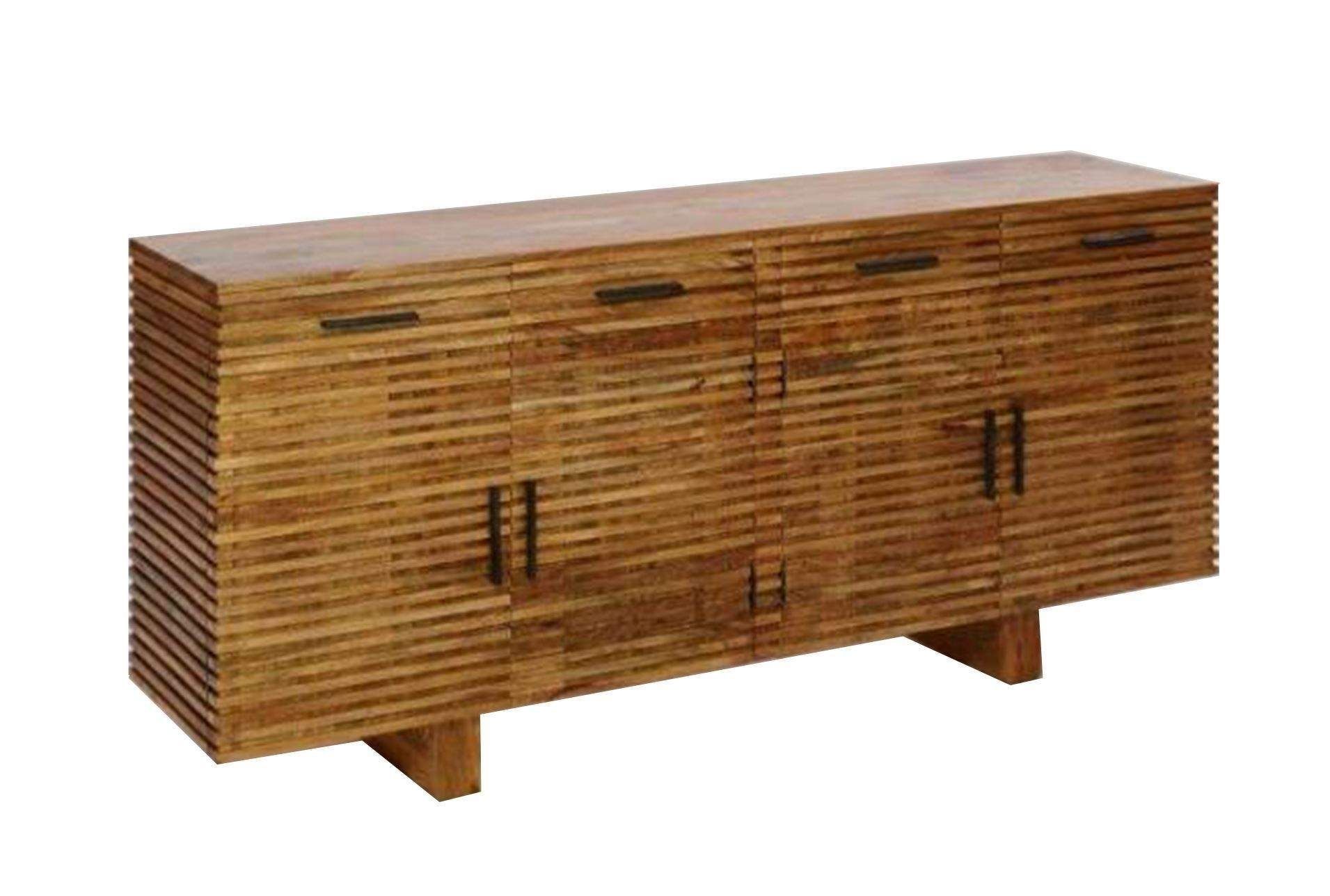 Corrugated Natural 4 Drawer Sideboard | Drawers Regarding Best And Newest Burnt Oak Wood Sideboards (View 8 of 20)