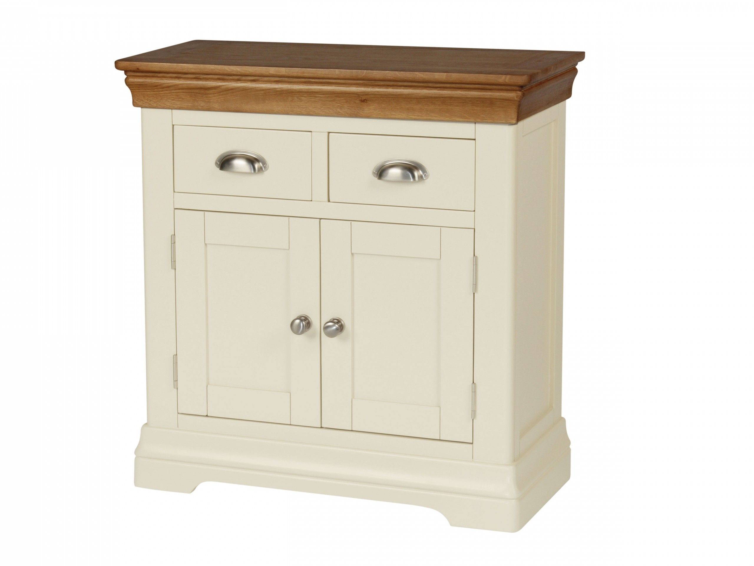 Country Oak Farmhouse 80cm Cream Painted Sideboard | Oak Sideboards In Best And Newest Corrugated White Wash Sideboards (View 8 of 20)