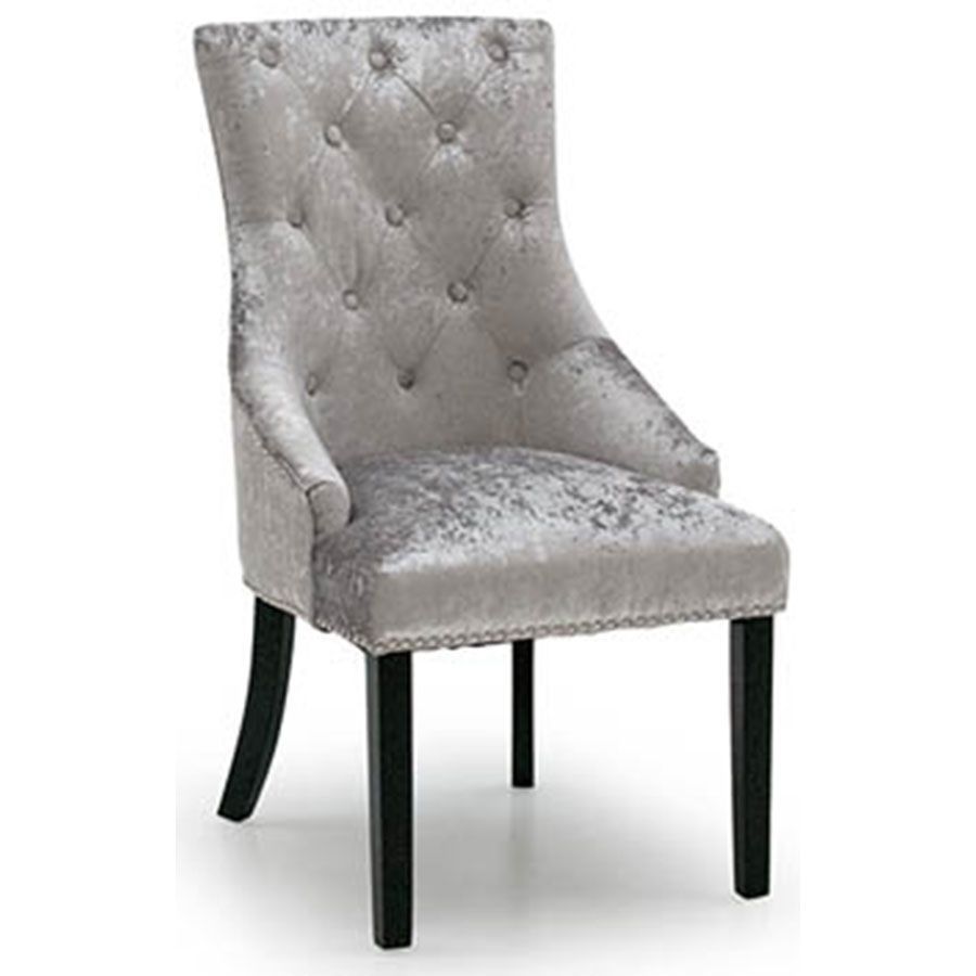 Dining Chairs With Blue Loose Seat Inside Most Popular Eden Silver Crushed Velvet Knockerback Dining Chair (View 10 of 20)