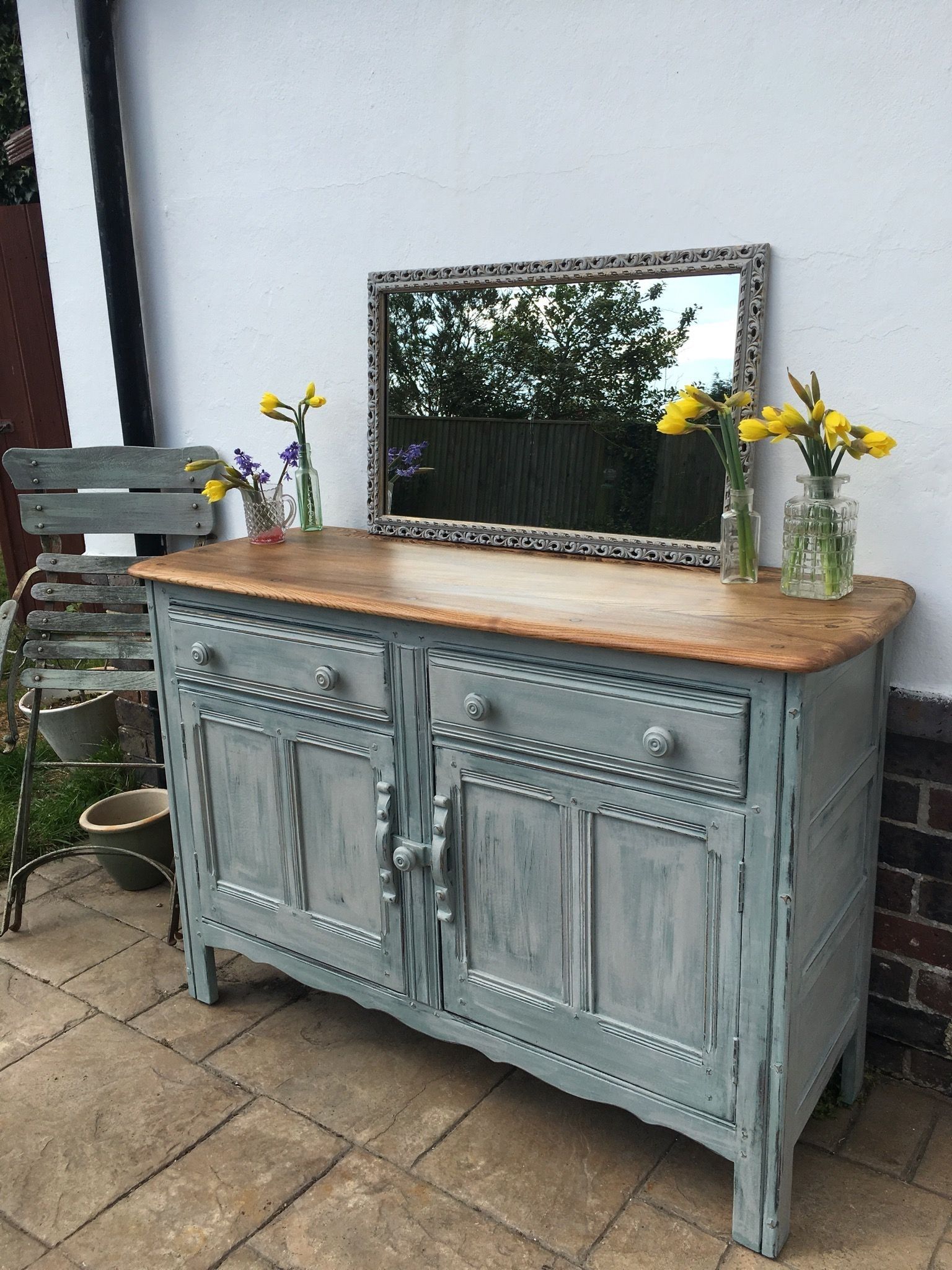 Ercol Sideboard , Painted In Annie Sloan Duck Egg Blue And Paris Intended For Most Up To Date Cass 2 Door Sideboards (Photo 13 of 20)