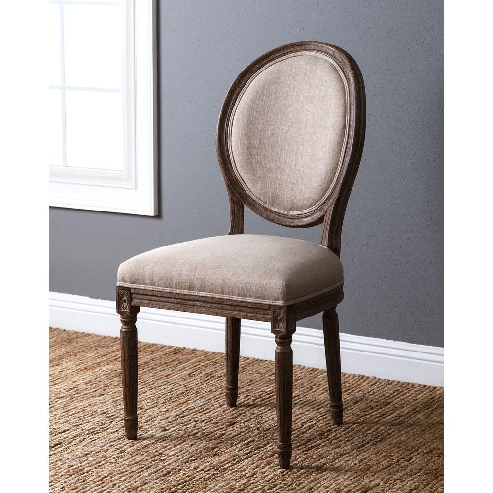 Favorite Abbyson French Vintage Linen Round Back Dining Chair (as Is Item Regarding Delfina Side Chairs (Photo 8 of 20)