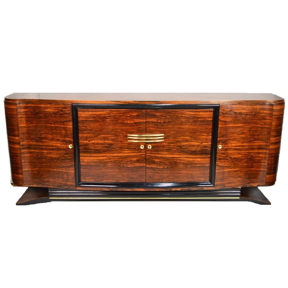 Fine Restored French Art Deco Sideboard Macassar Ebony & Brass, Ca With Most Recent Aged Brass Sideboards (Photo 16 of 20)