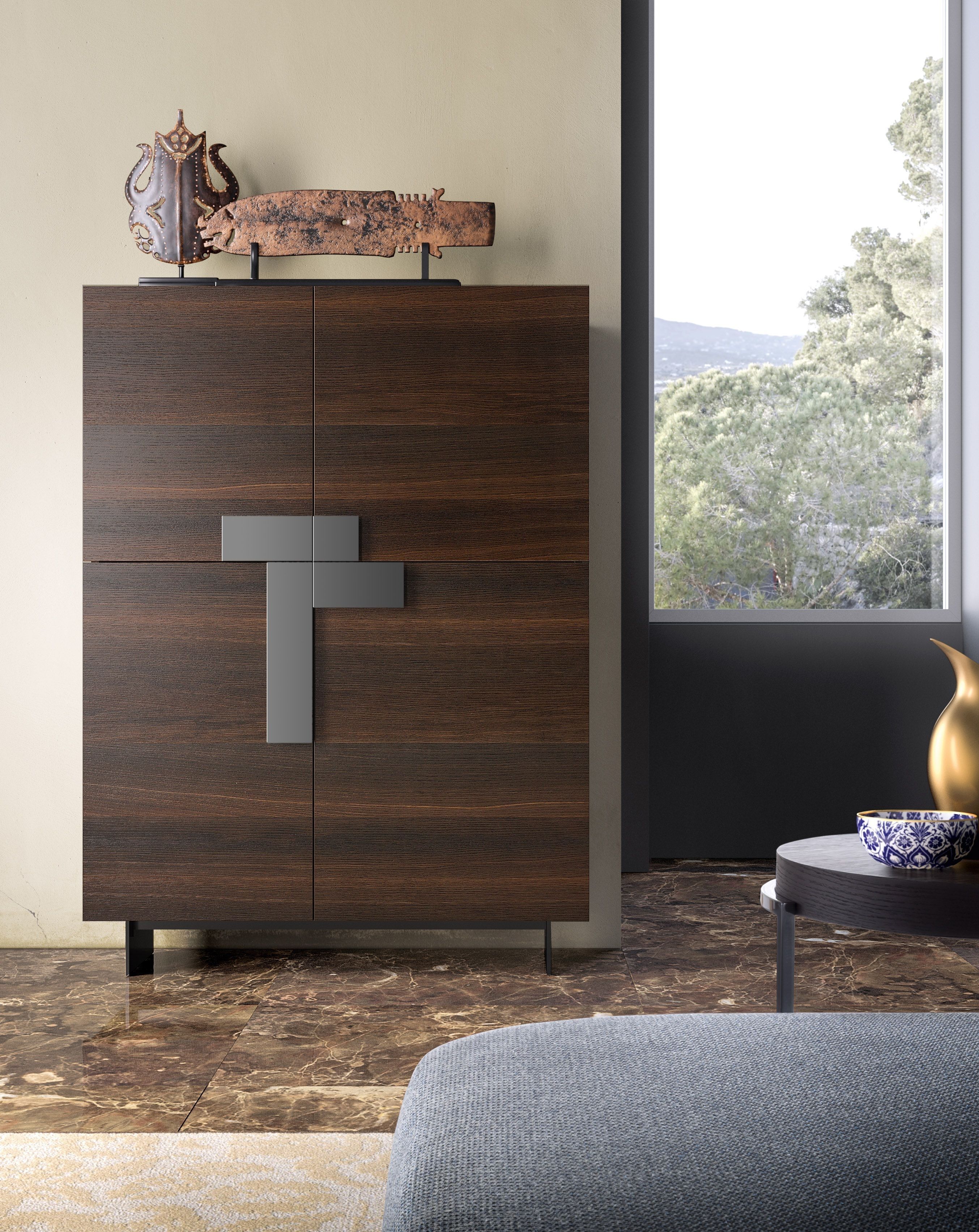 Ginevra Sideboard With Burnt Oak Structure And Fronts, Titanium Regarding Latest Burnt Oak Wood Sideboards (View 3 of 20)