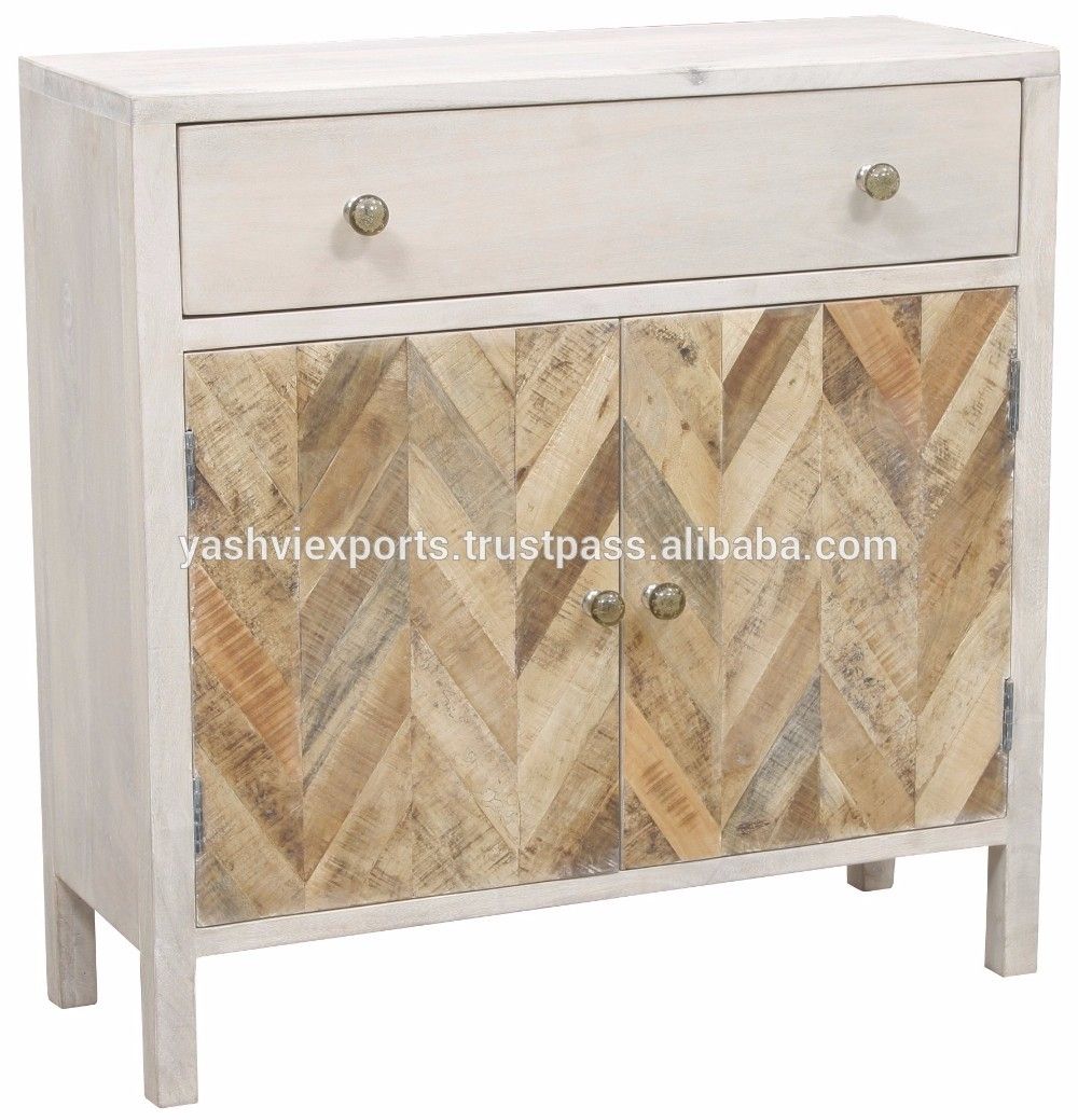 Hand Painted White Washed Acacia Wood Sidebaord – Buy Two Door And Regarding Most Recent Corrugated White Wash Sideboards (View 4 of 20)