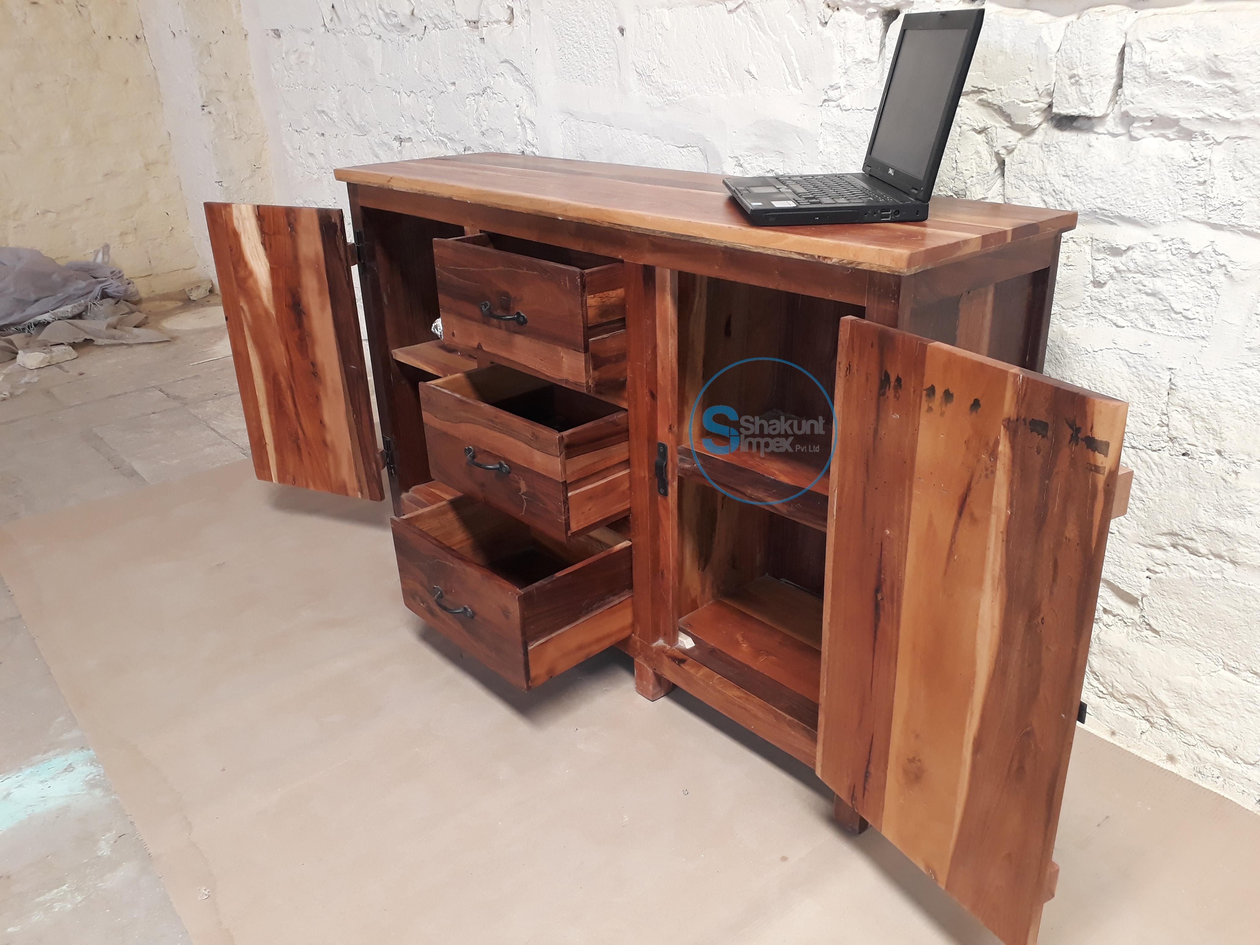 Handmade Reclaimed Wood Sideboard – Shakunt Vintage Furniture Regarding Most Recent Metal Framed Reclaimed Wood Sideboards (View 17 of 20)