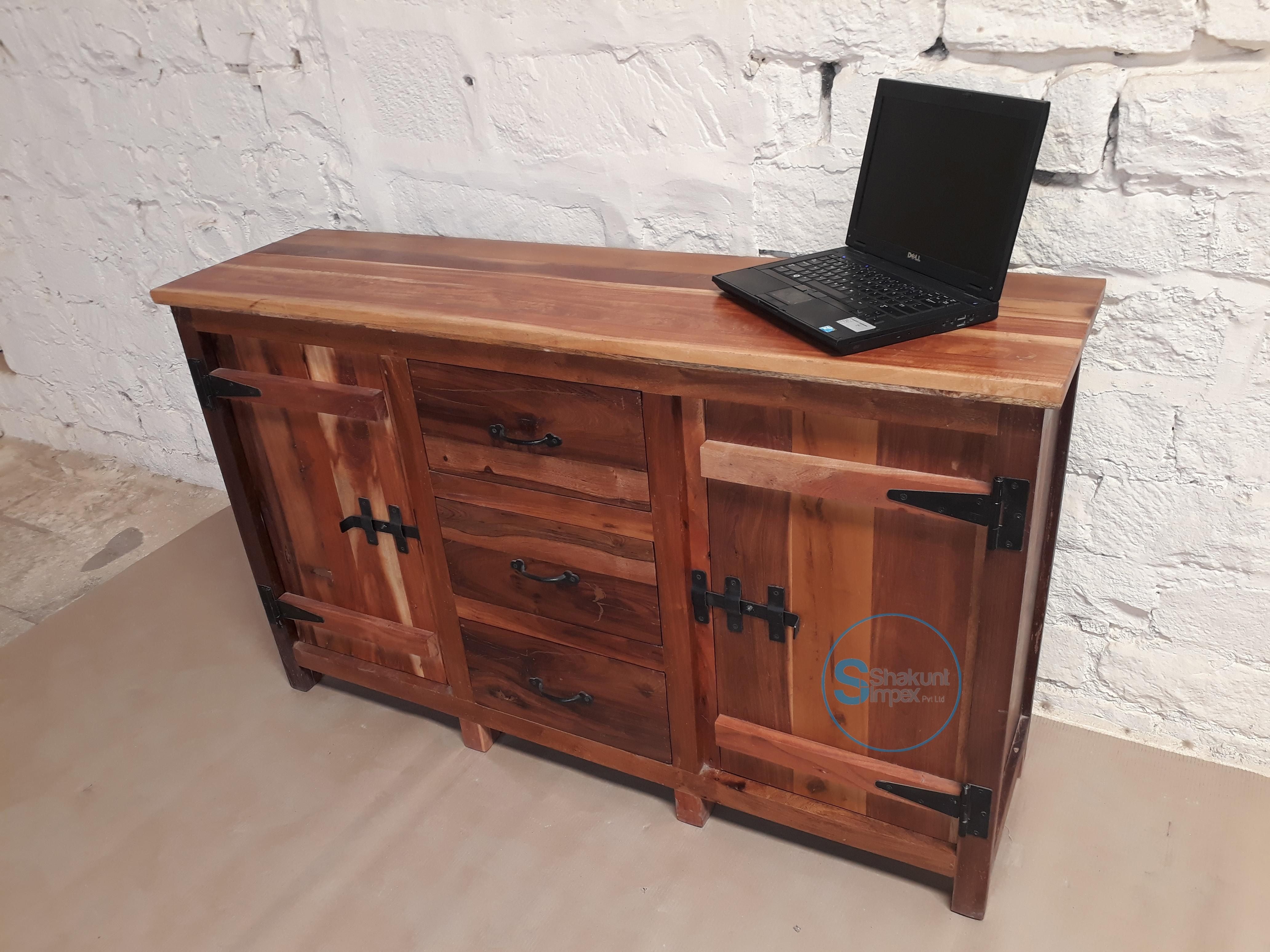 Handmade Reclaimed Wood Sideboard – Shakunt Vintage Furniture Within Most Current Corrugated Natural 6 Door Sideboards (View 5 of 20)