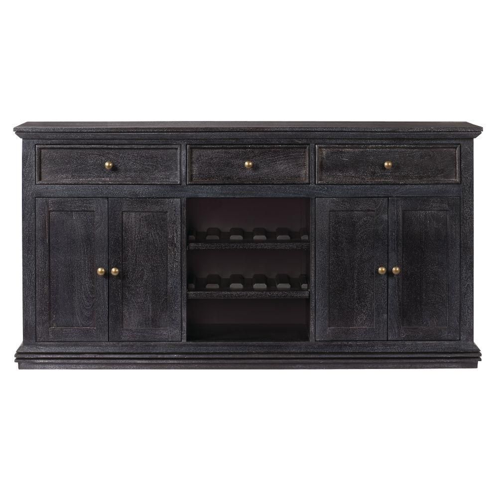 Home Decorators Collection Aldridge Washed Black Buffet 9415000910 With Regard To Most Popular Open Shelf Brass 4 Drawer Sideboards (Photo 8 of 20)