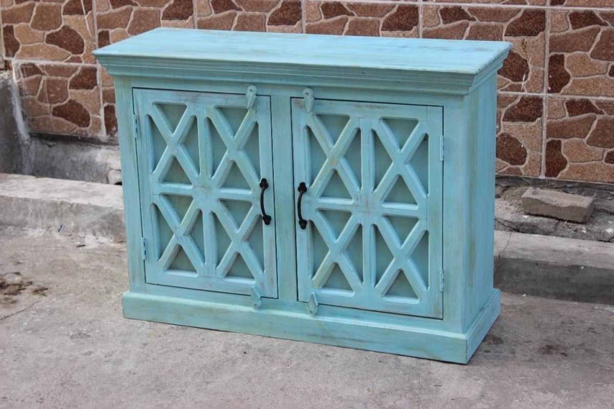 Indian Blue Wash Vanity Sideboard | Furniture Australia | Shikara Design In Newest White Wash Carved Door Jumbo Sideboards (View 2 of 20)