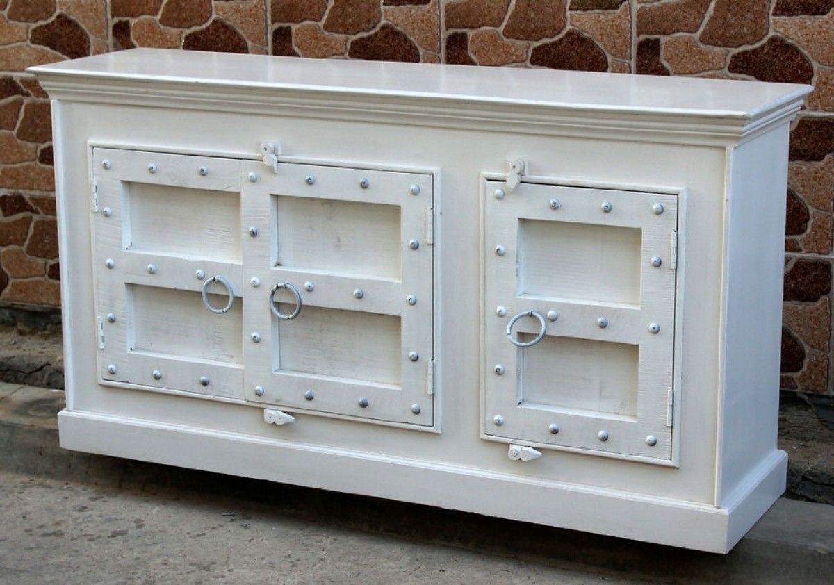 Indian White Old Door Sideboard 3 Door | Furniture Australia With Regard To Best And Newest White Wash Carved Door Jumbo Sideboards (Photo 5 of 20)