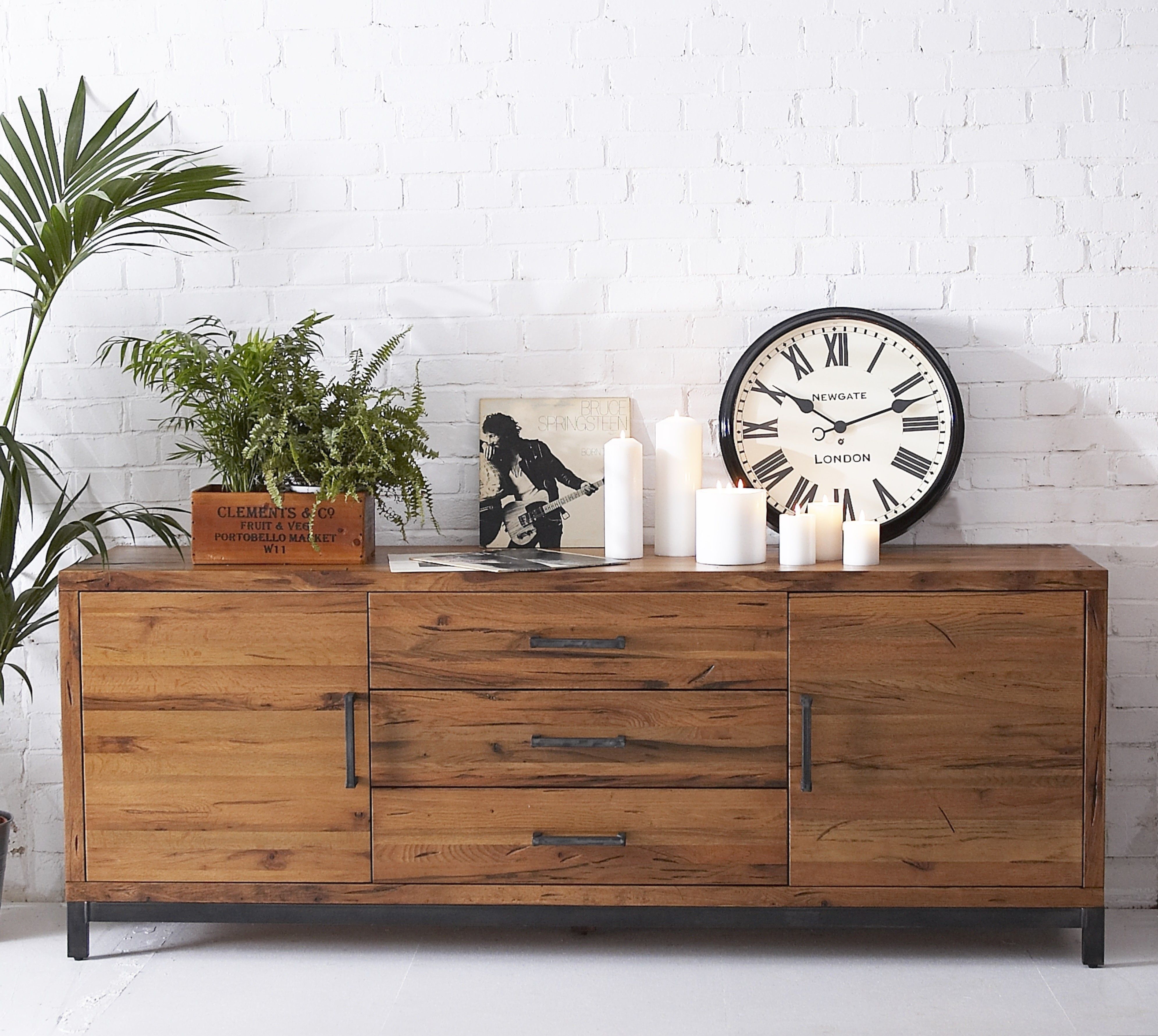 Industrial Reclaimed Solid Oak Large Sideboard | Furniture4yourhome With Regard To Recent Tobias 4 Door Sideboards (Photo 10 of 20)
