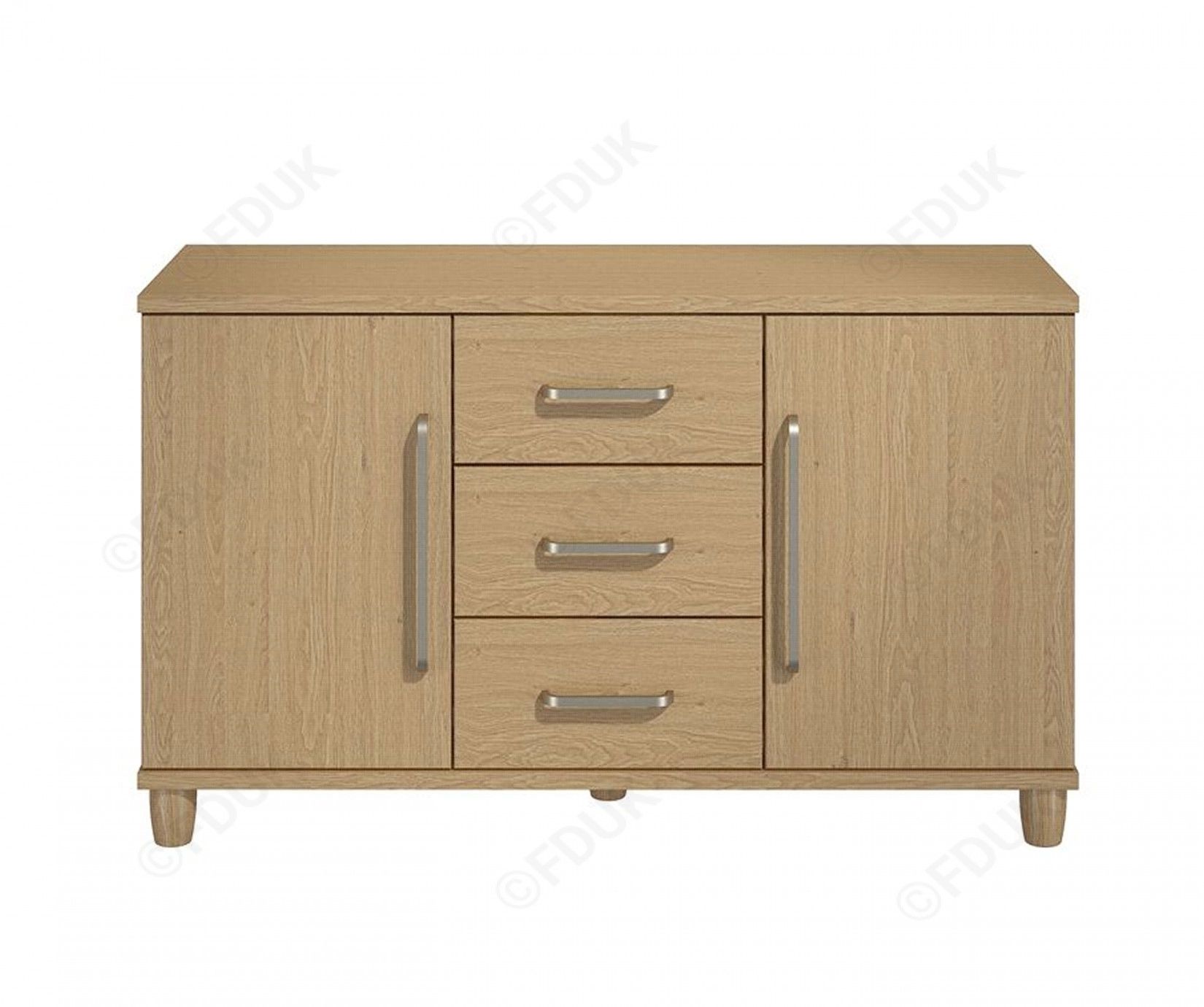 Kt Deco | Oak 2 Door 3 Drawer Sideboard | Furnituredirectuk Regarding Latest 3 Drawer/2 Door Sideboards (Photo 10 of 20)