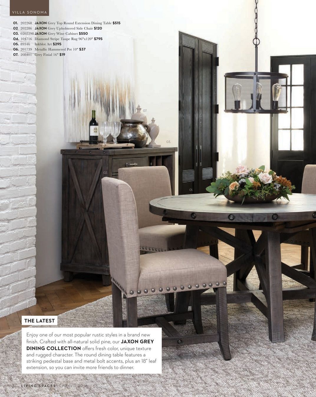 Latest Living Spaces – Spring 2018 – Jaxon Grey Round Extension Dining With Regard To Jaxon Grey Upholstered Side Chairs (View 7 of 20)