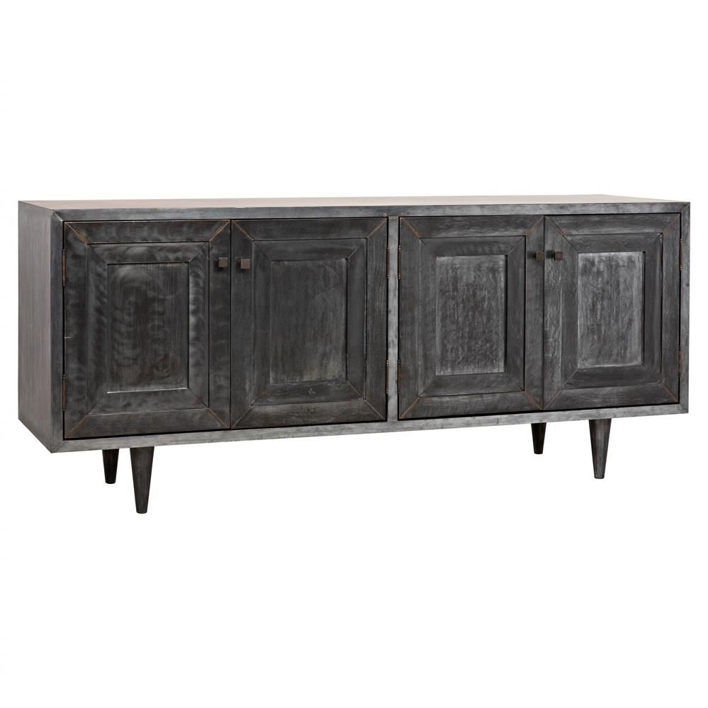 Leo Industrial Loft Dark Grey Plain Zinc Brown Wood Sideboard Intended For Most Current Jaxon Sideboards (View 12 of 20)