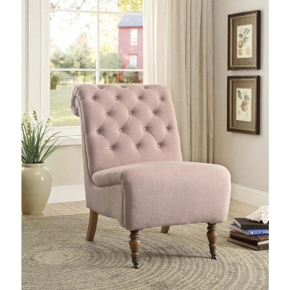 Linon Home Decor Cora Washed Pink Linen Roll Back Side Chair For Well Known Cora Side Chairs (Photo 10 of 20)