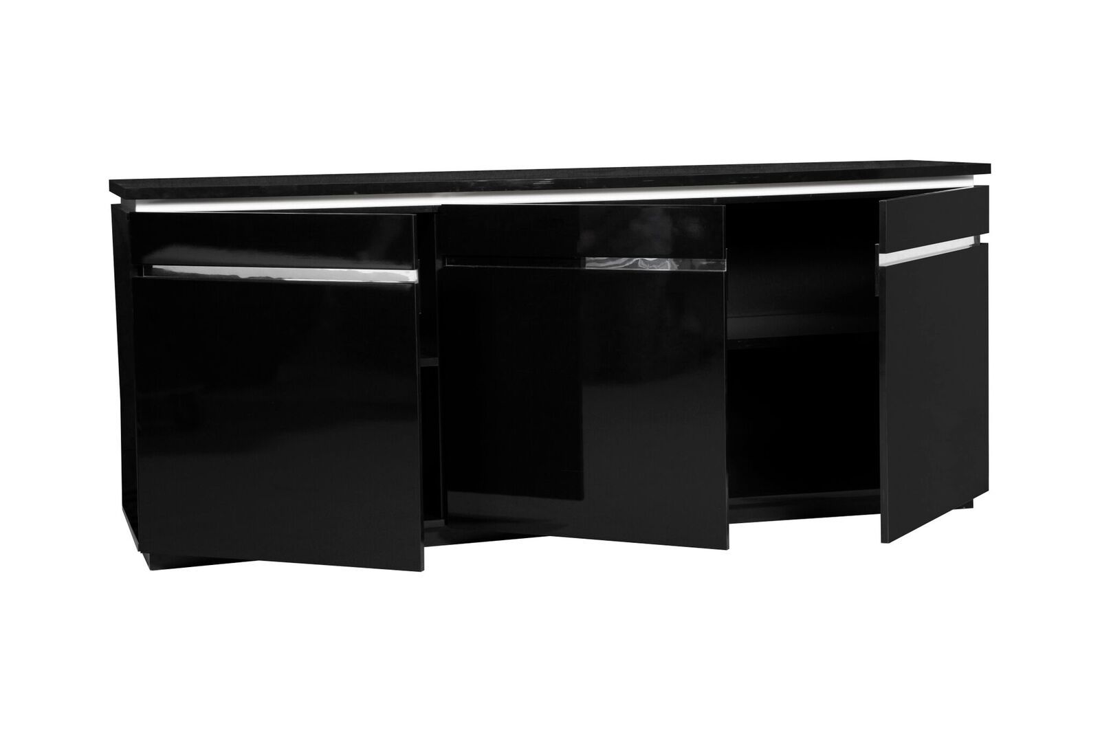 Logan Modern Black Sideboard High Gloss & Lights | Sideboards | Fads Inside Recent Logan Sideboards (View 9 of 20)