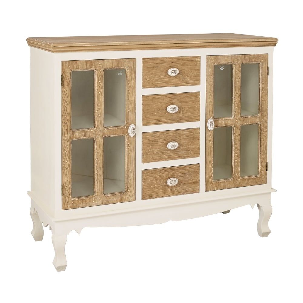 Lpd Furniture Juliette Soft White Sideboard | Leader Stores With Recent Antique White Distressed 3 Drawer/2 Door Sideboards (View 12 of 20)