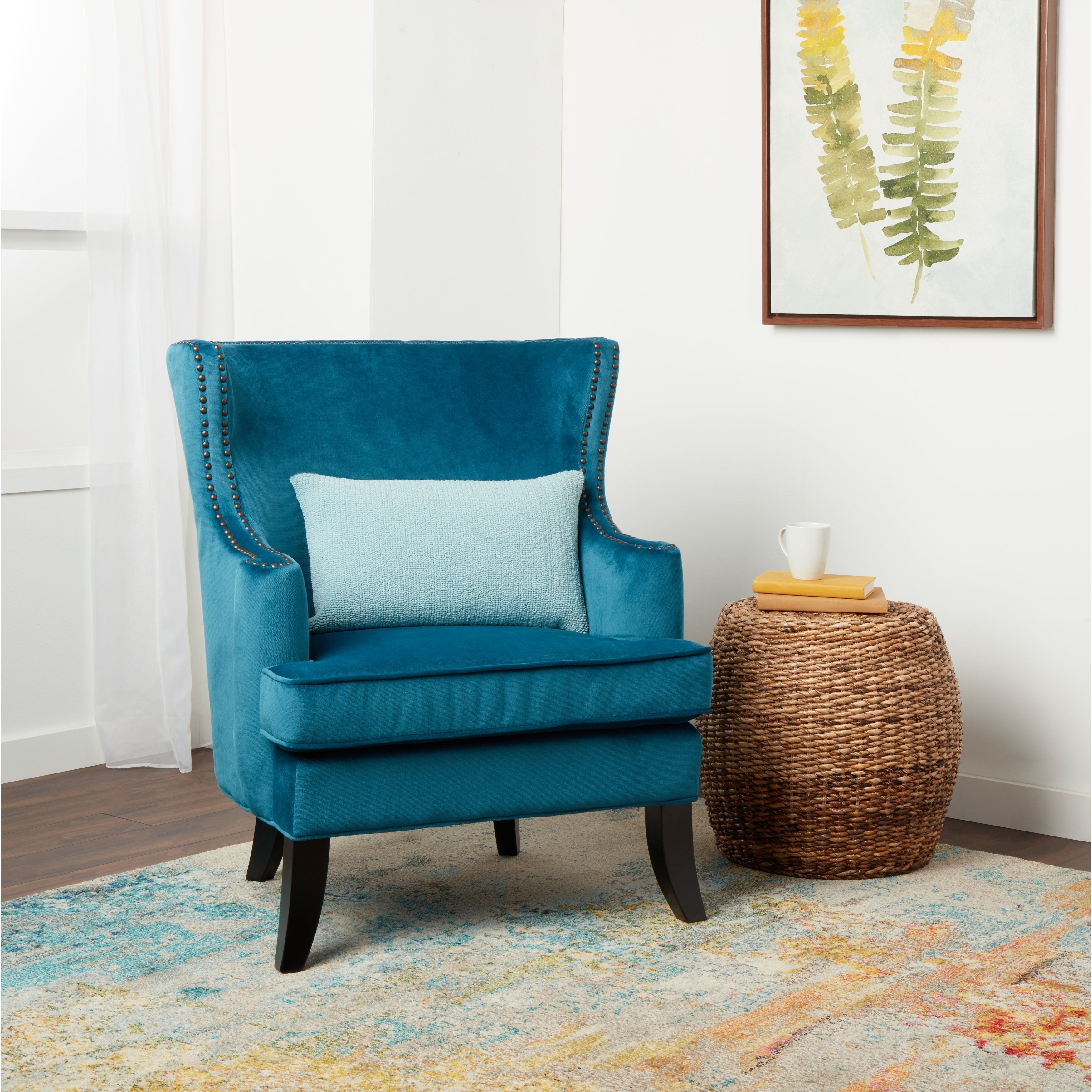 Mallard Side Chairs With Cushion In Fashionable Shop Abbyson Lauren Blue Velvet Nailhead Trim Accent Chair – On Sale (View 17 of 20)
