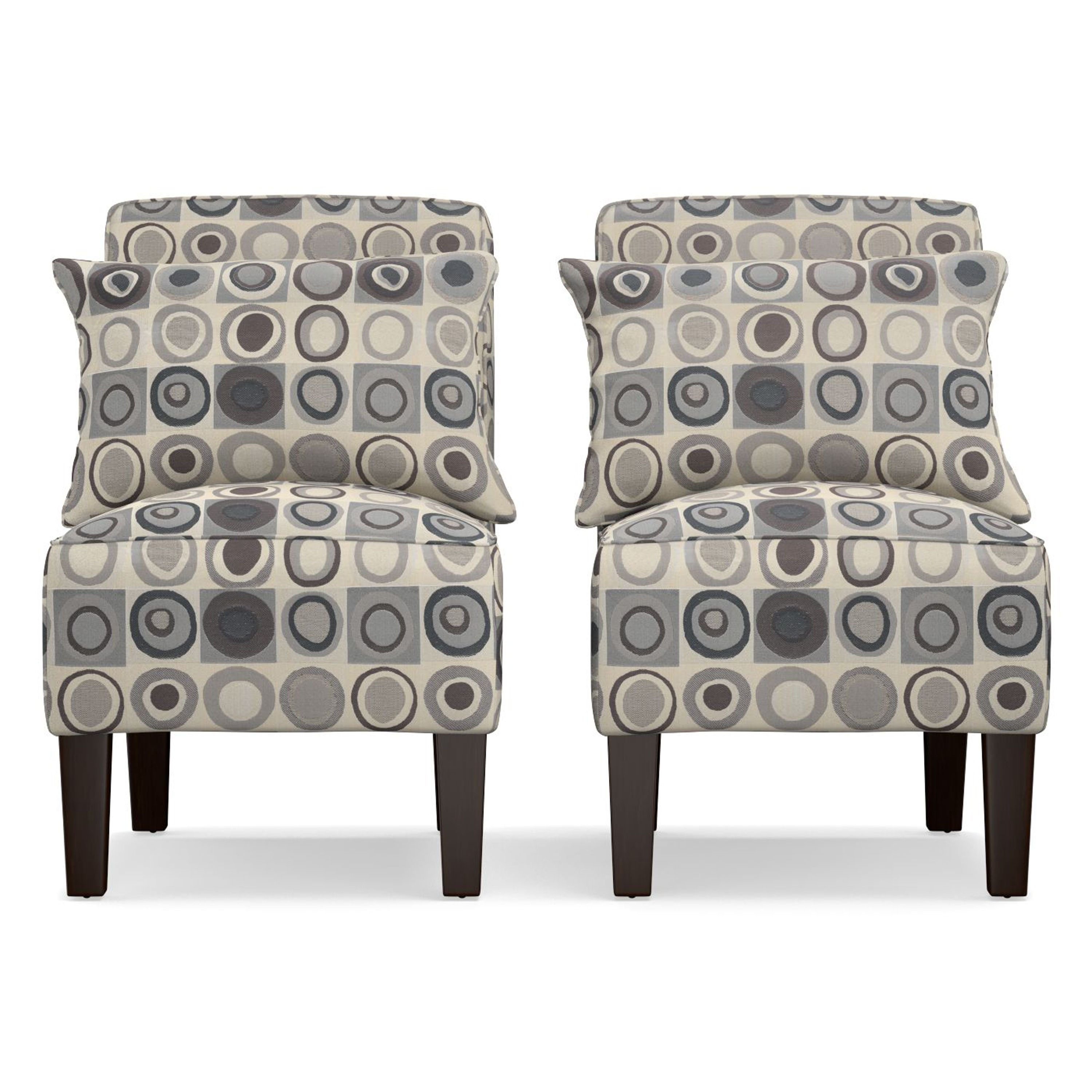 Mandy Paper White Side Chairs Throughout Trendy Handy Living Dani Armless Accent Chair, Set Of 2, Geometric Circles (View 8 of 20)