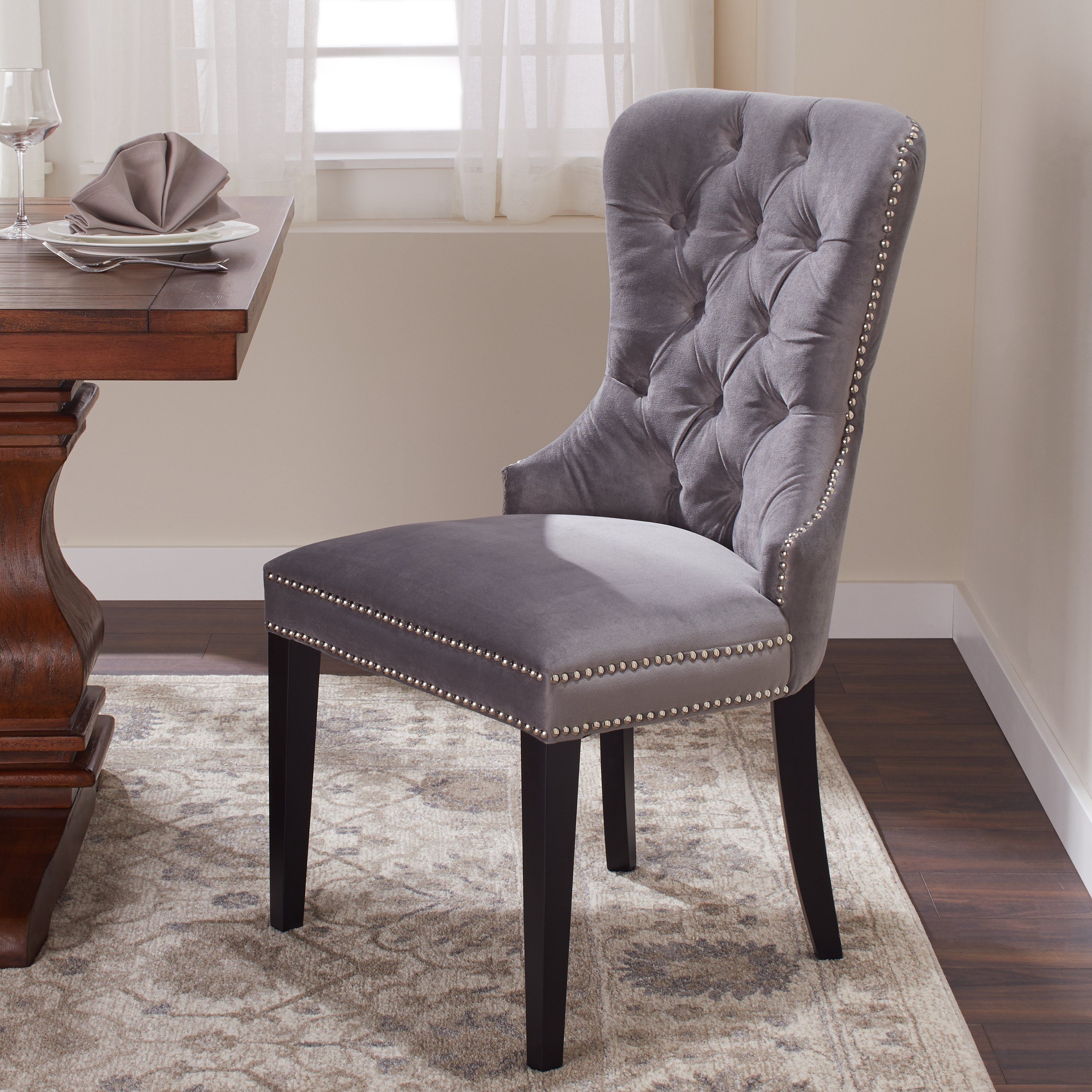 Most Current Shop Abbyson Versailles Grey Tufted Dining Chair – On Sale – Free Within Grey Dining Chairs (View 6 of 20)