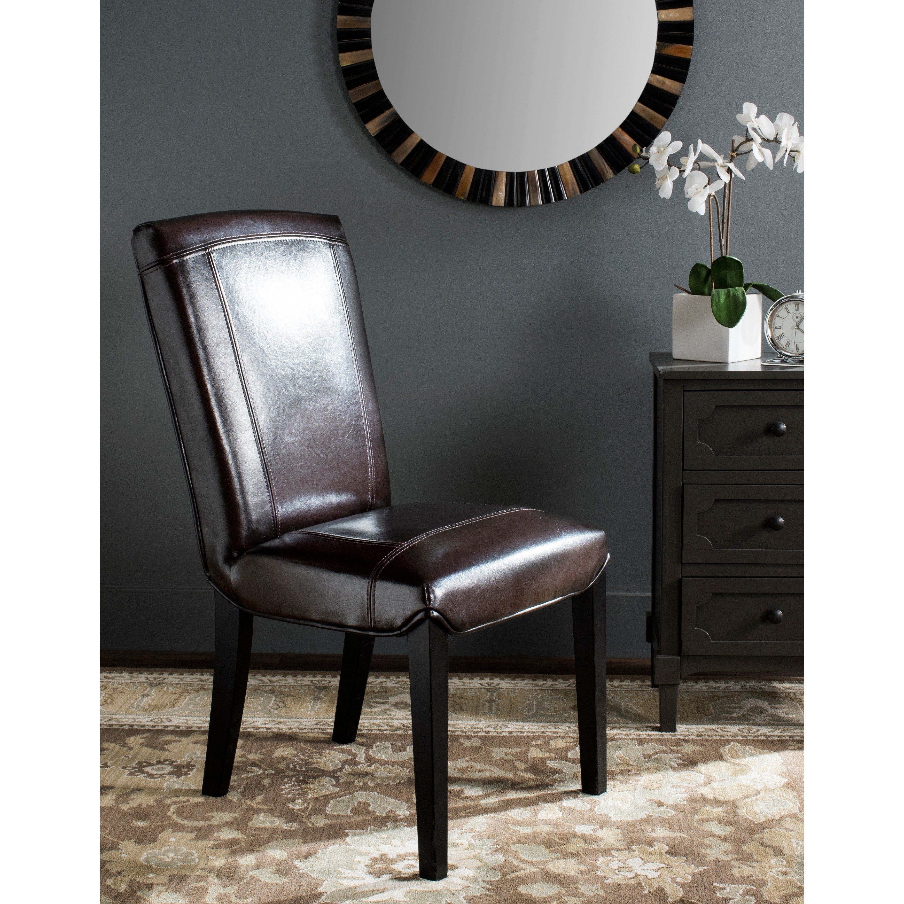 Most Popular Shop Safavieh Parsons Dining Bowery Brown Marbled Leather Dining In Bowery Ii Side Chairs (Photo 8 of 20)