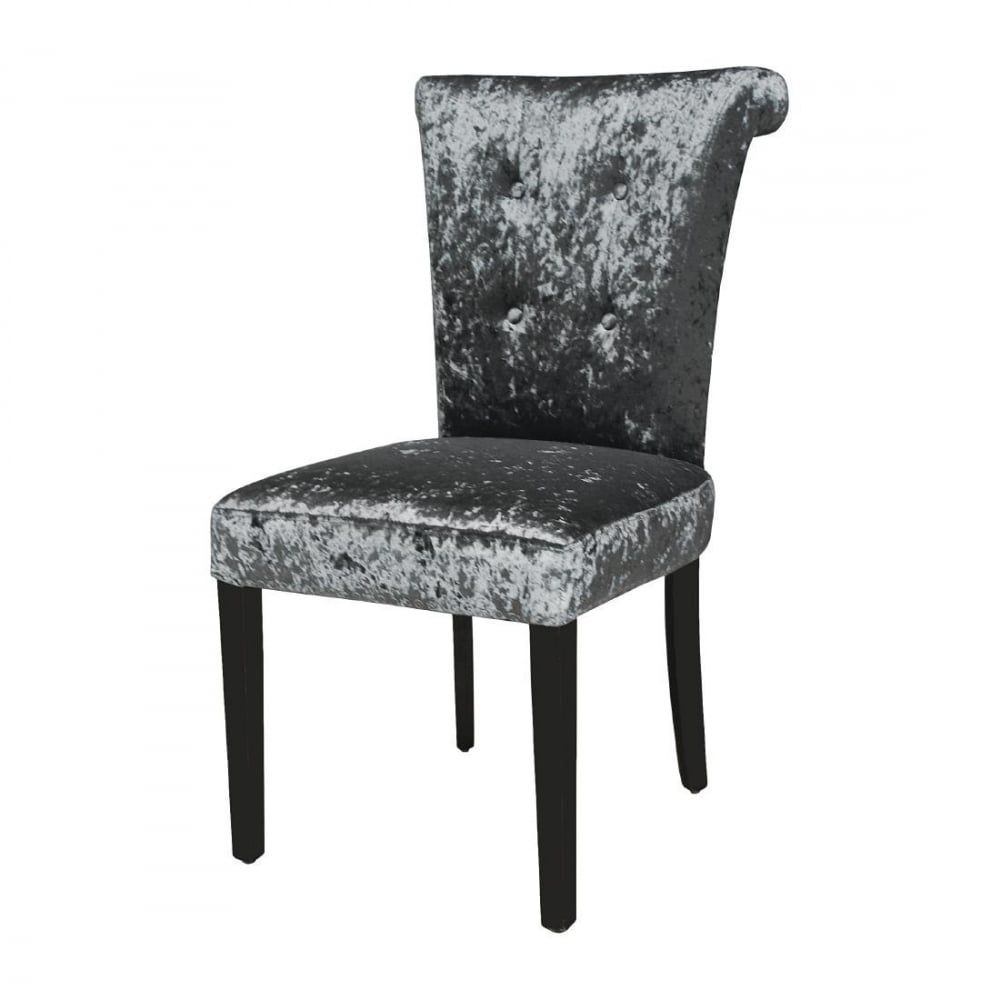 Most Recent Dark Olive Velvet Iron Dining Chairs Within Bolero Crushed Velvet Dining Chair (olive Grey) (pack 2) – Furniture (View 16 of 20)