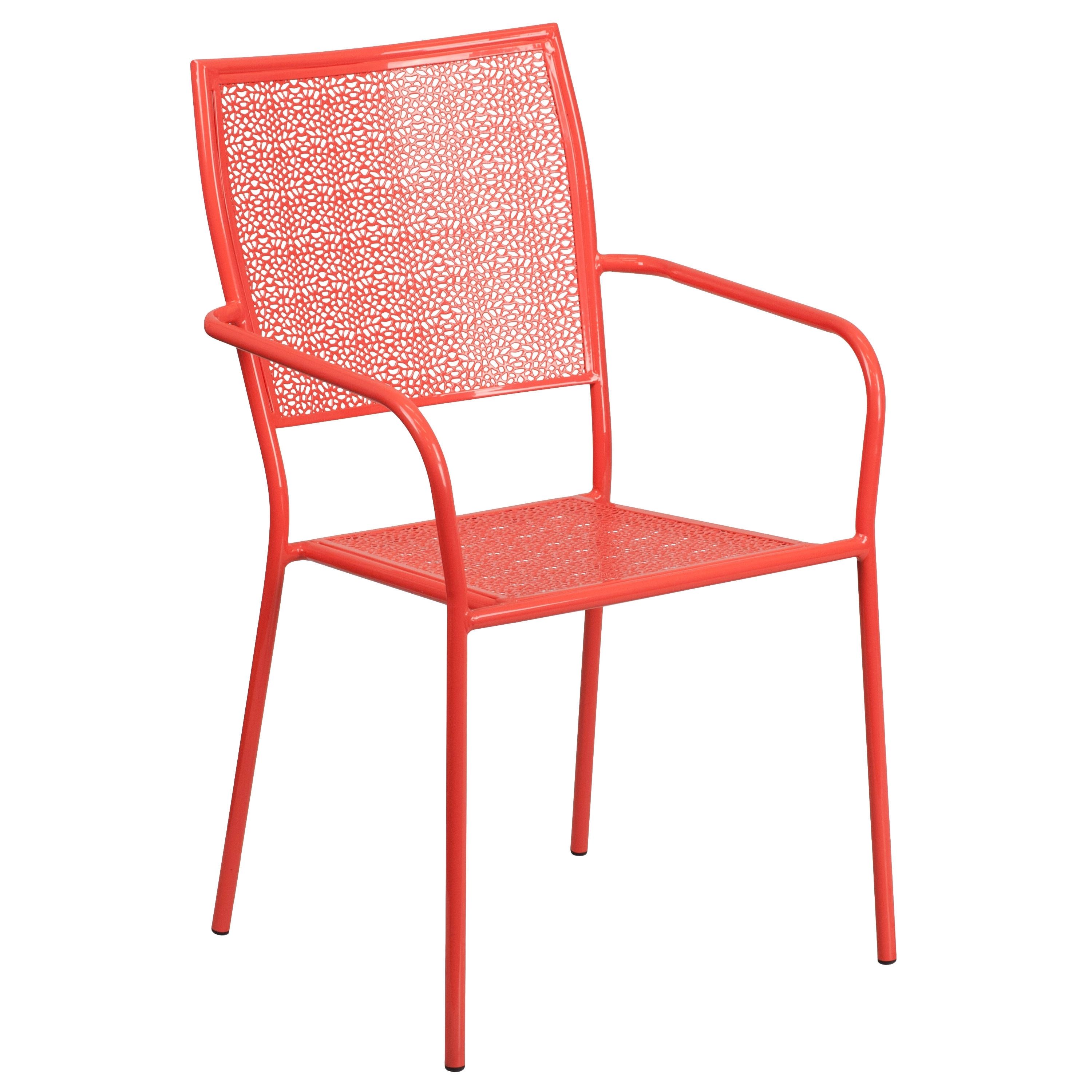 Most Recently Released Cora Ii Arm Chairs With Regard To Flash Furniture Coral Indoor Outdoor Patio Arm Chair With Square (Photo 4 of 20)