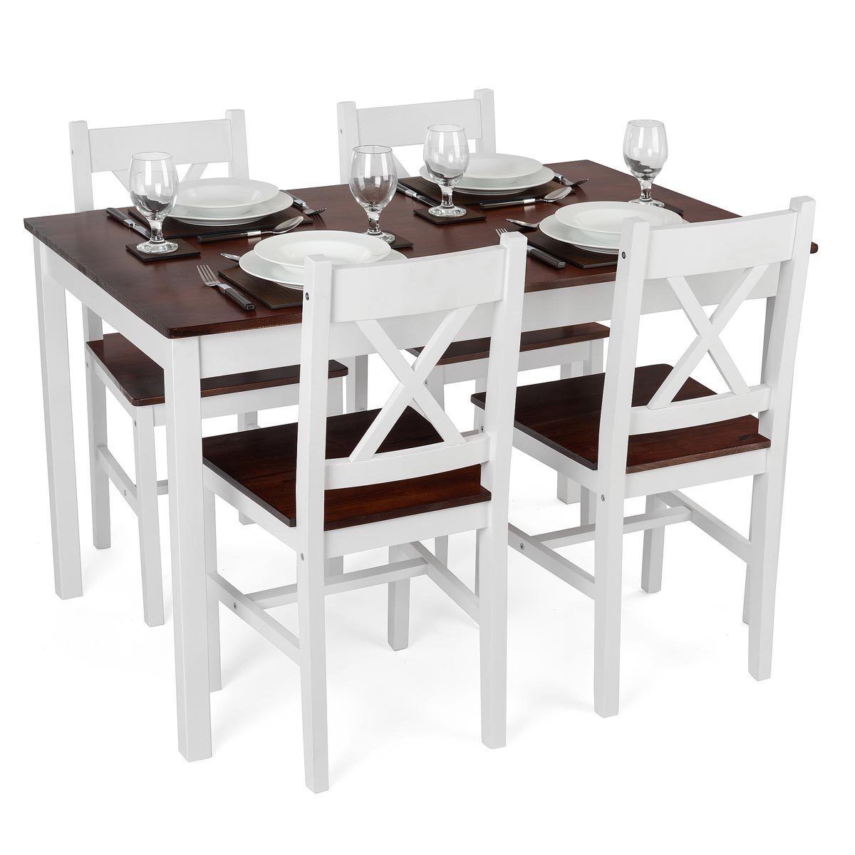 Most Recently Released Pine Wood White Dining Chairs Within Wooden Dining Table And 4 Chairs Solid Pine Wood White French (View 11 of 20)