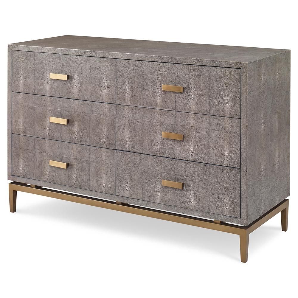 Mr. Brown Odette Modern Grey Faux Shagreen Brass Dresser | Kathy Kuo Throughout Most Recently Released Corrugated Natural 6 Door Sideboards (Photo 15 of 20)