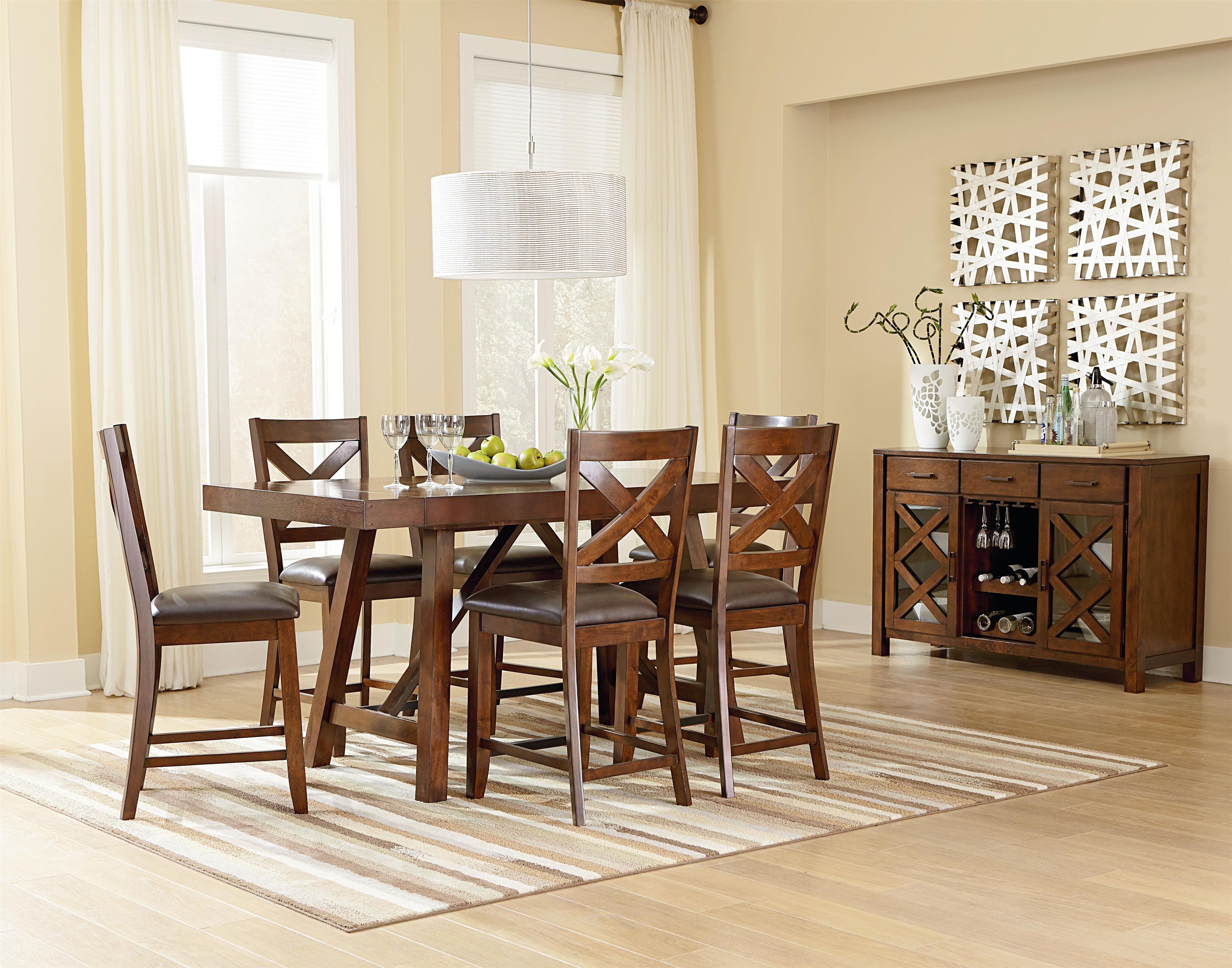 Natural Brown Teak Wood Leather Dining Chairs In Fashionable Standard Furniture Omaha Brown Counter Height 7 Piece Table Set With (View 14 of 20)