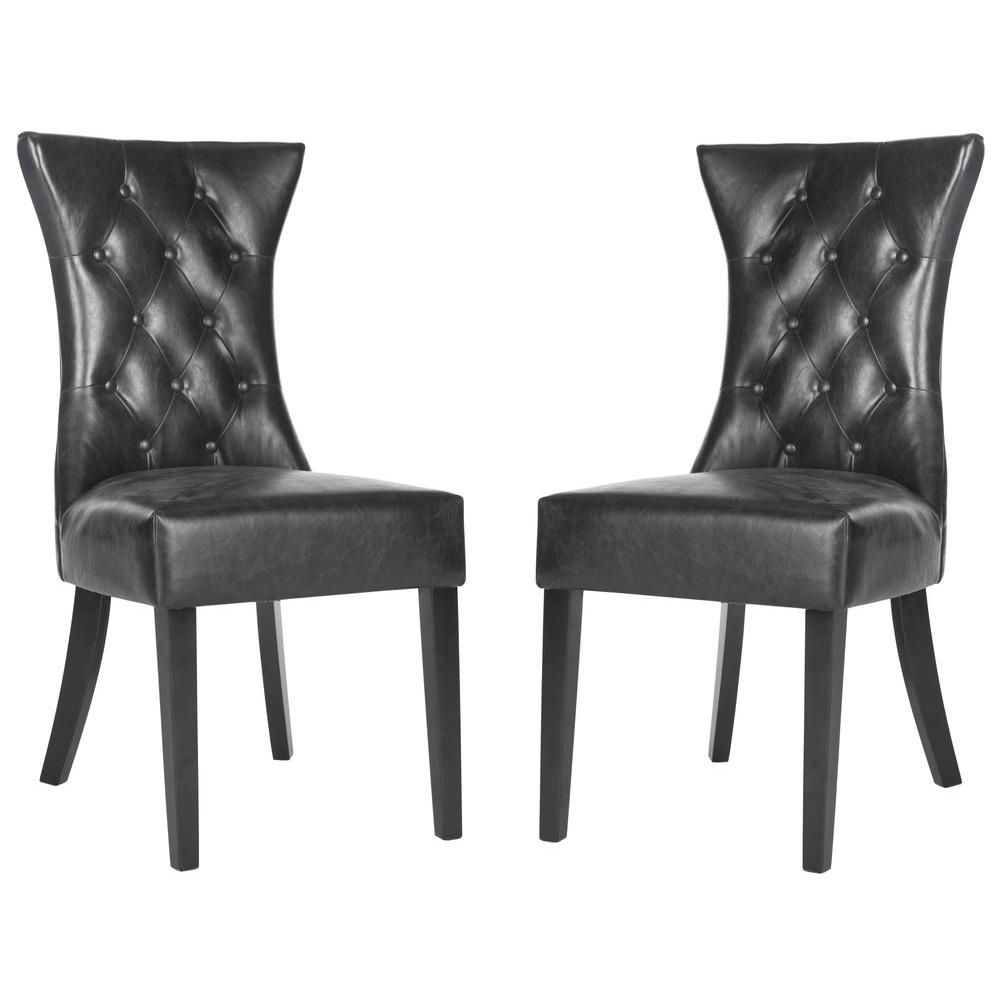 Newest Caira Black Upholstered Diamond Back Side Chairs For Safavieh Jack Olive/black Linen/polyester Side Chair Mcr4643a – The (View 13 of 20)