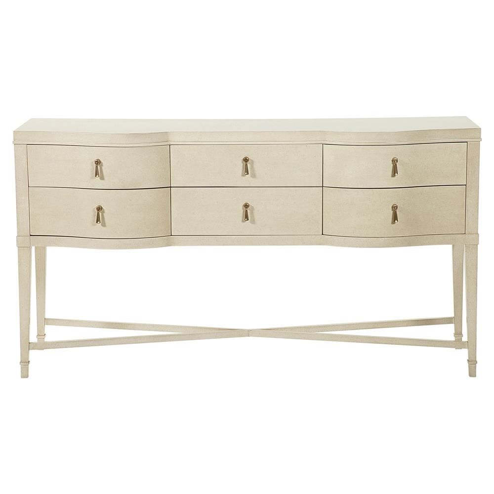 Oriana Modern Alabaster Gold 6 Drawer Sideboard | Kathy Kuo Home With Regard To Recent Capiz Refinement Sideboards (View 10 of 20)