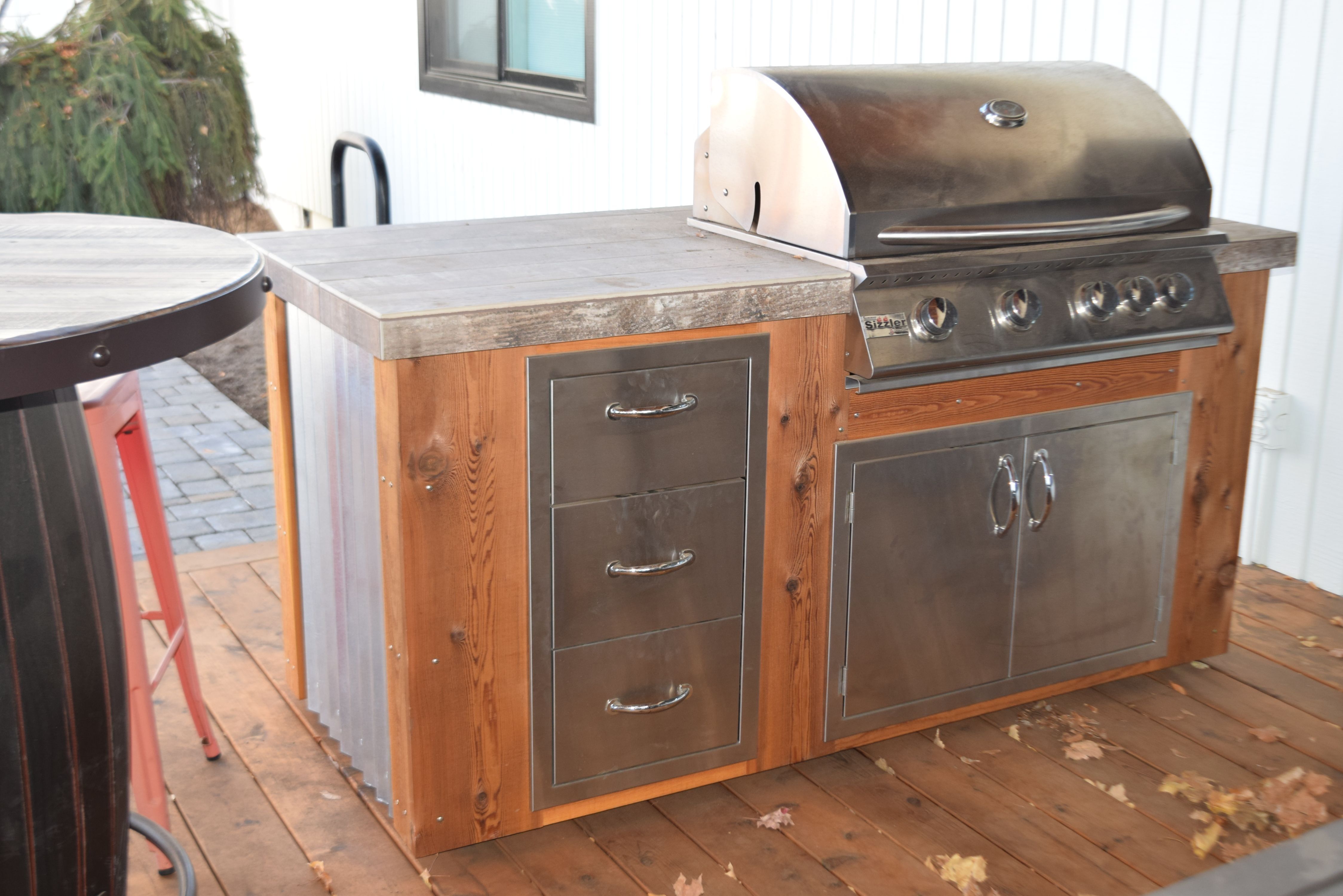 Outdoor Kitchen Corrugated Metal & Wood Stainless Steel Grill Pertaining To Recent Corrugated Metal Sideboards (Photo 9 of 20)