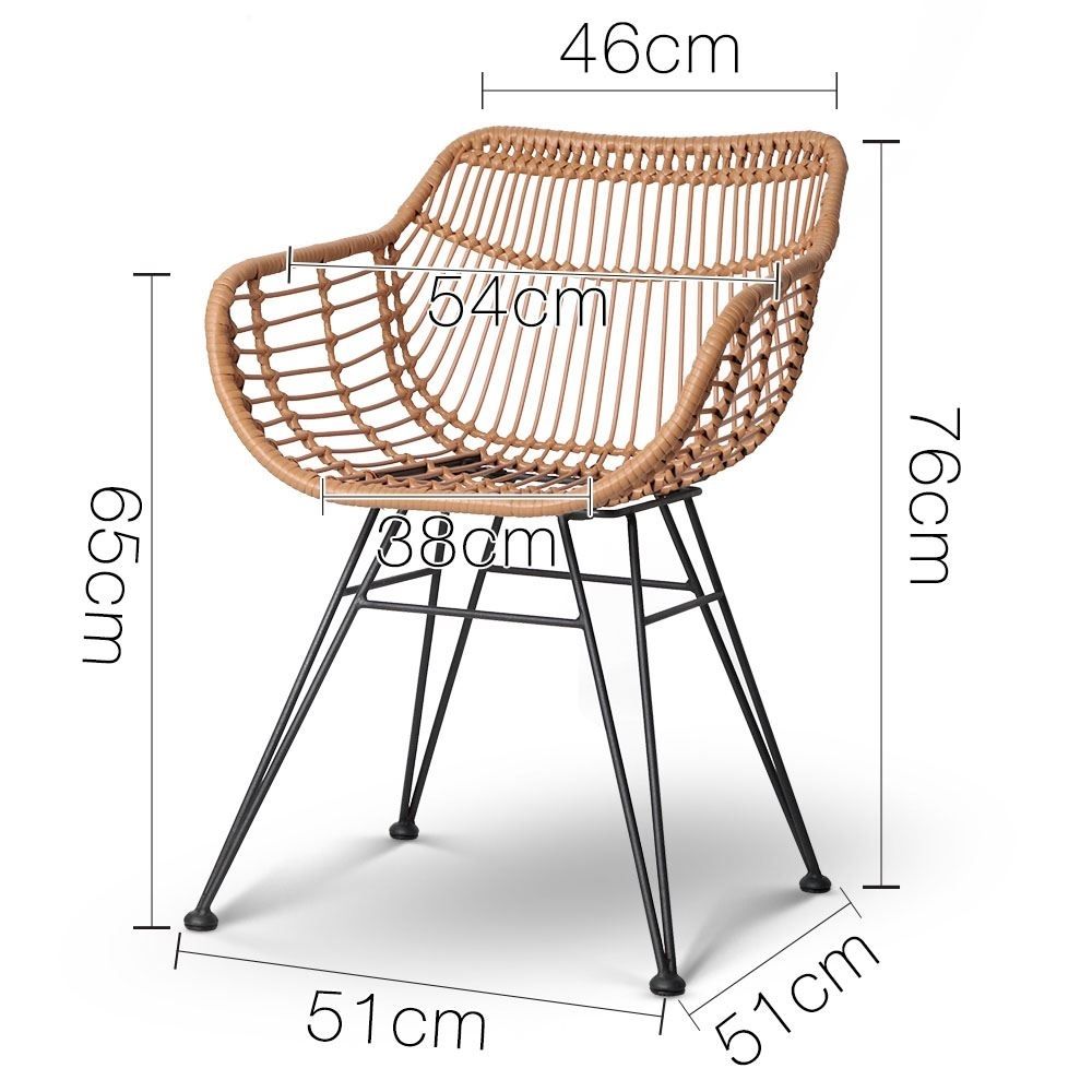 Oz Crazy Mall. Set Of 2 Rattan Dining Chair Natural In Fashionable Natural Rattan Metal Chairs (Photo 11 of 20)
