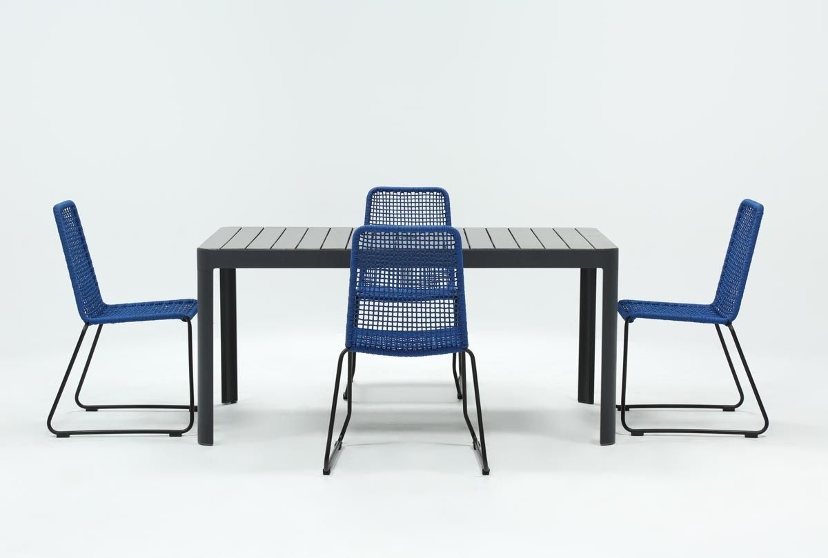 Pilo Blue Side Chairs Inside Recent Outdoor Andaz Dining Table With 4 Pilo Blue Side Chairs (Photo 1 of 20)