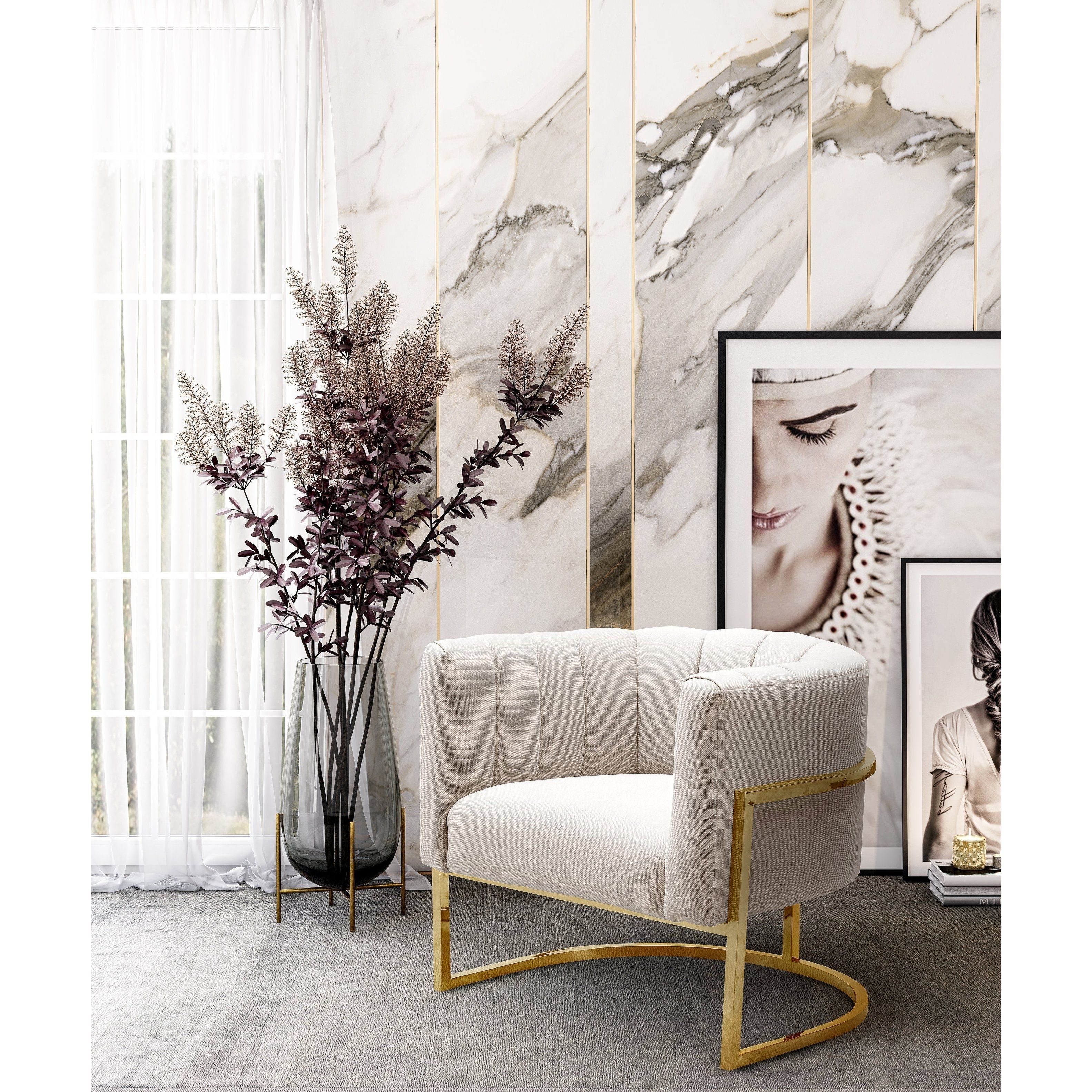 Popular Shop Magnolia Spotted Cream Chair With Gold Base – Free Shipping Pertaining To Magnolia Home Method Mesh Back Side Chairs (View 20 of 20)