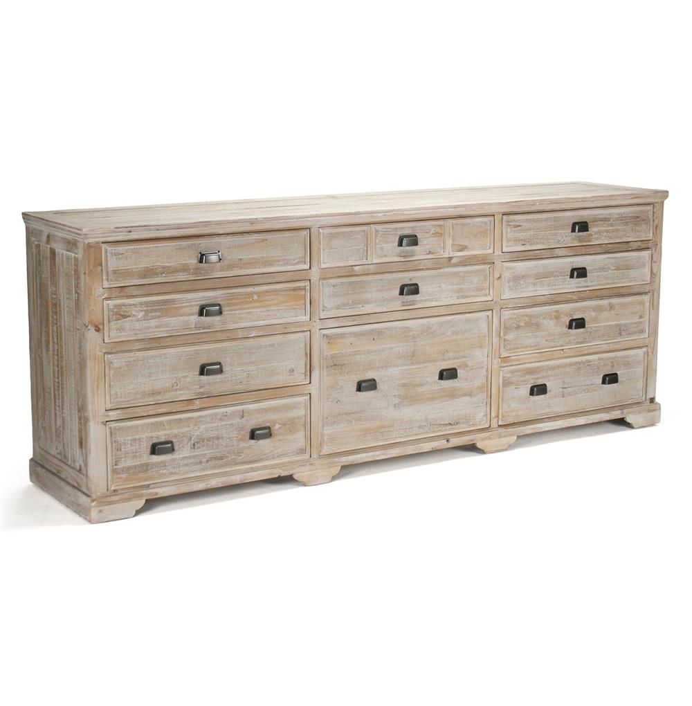 Rupert Industrial Loft White Washed Reclaimed Oak Long Sideboard For Latest White Wash 4 Door Sideboards (Photo 9 of 20)