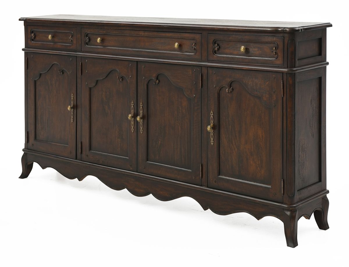 Rustic Provincial Sideboard, 84"w Dark Pecan | Weir's Furniture Pertaining To Most Recent Walnut Finish 4 Door Sideboards (View 20 of 20)