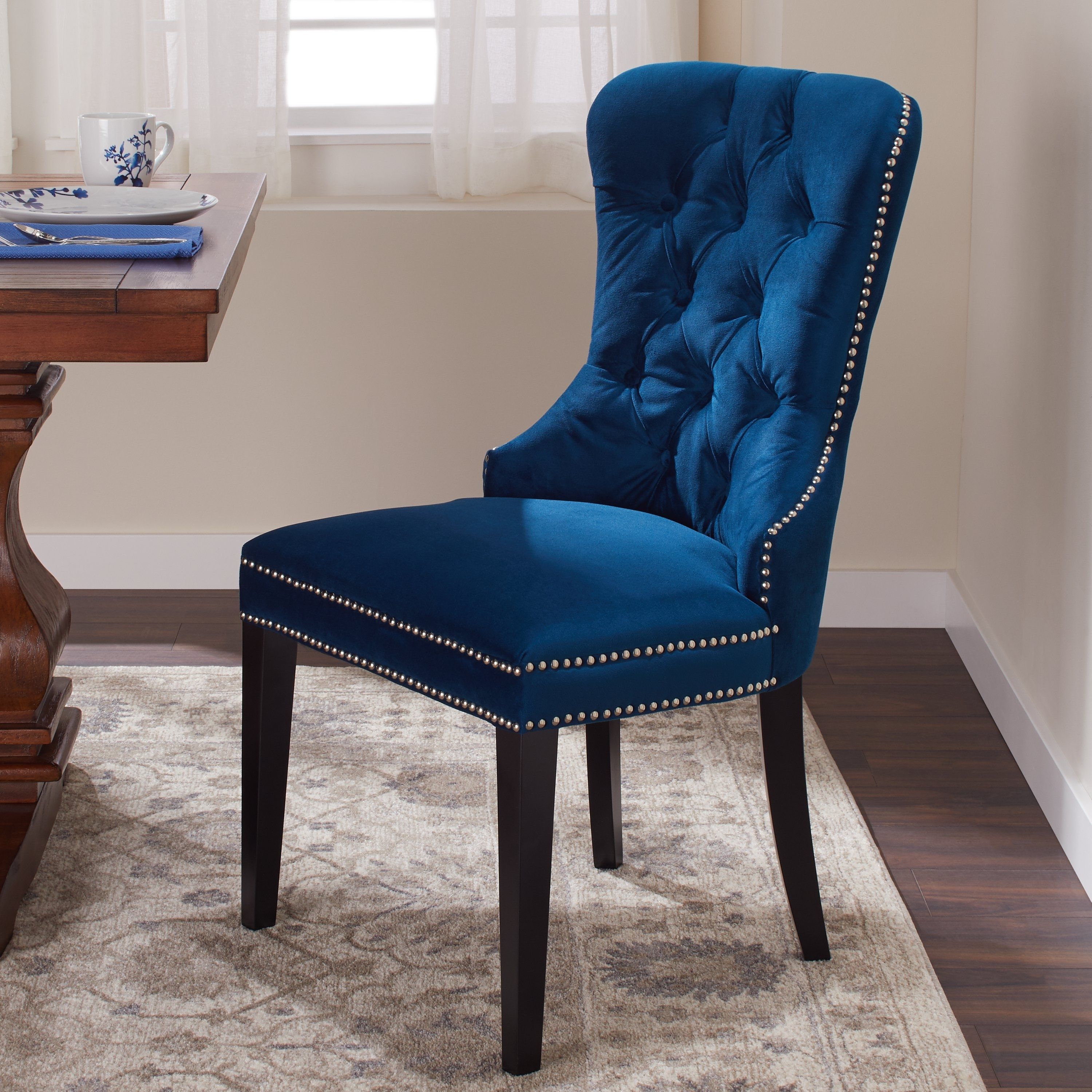 Shop Abbyson Versailles Blue Tufted Dining Chair – On Sale – Free With Regard To 2019 Pilo Blue Side Chairs (View 6 of 20)