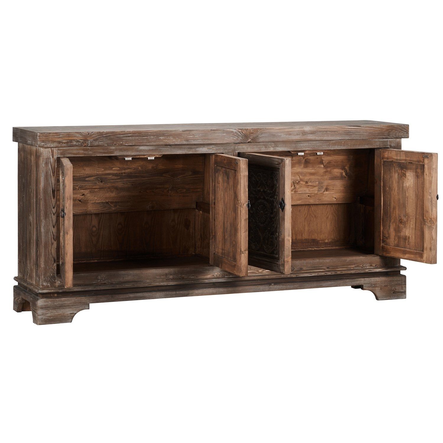 Shop Allen Rustic Brown Reclaimed Pine 82 Inch Sideboardkosas In Most Current Brown Wood 72 Inch Sideboards (Photo 6 of 20)