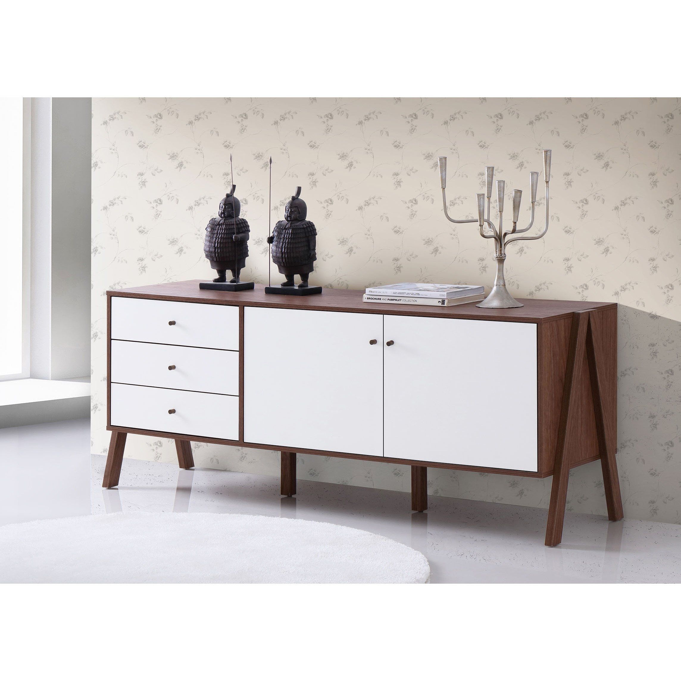 Shop Baxton Studio Harlow Mid Century Modern Scandinavian Style In Most Popular Walnut Finish Contempo Sideboards (View 19 of 20)