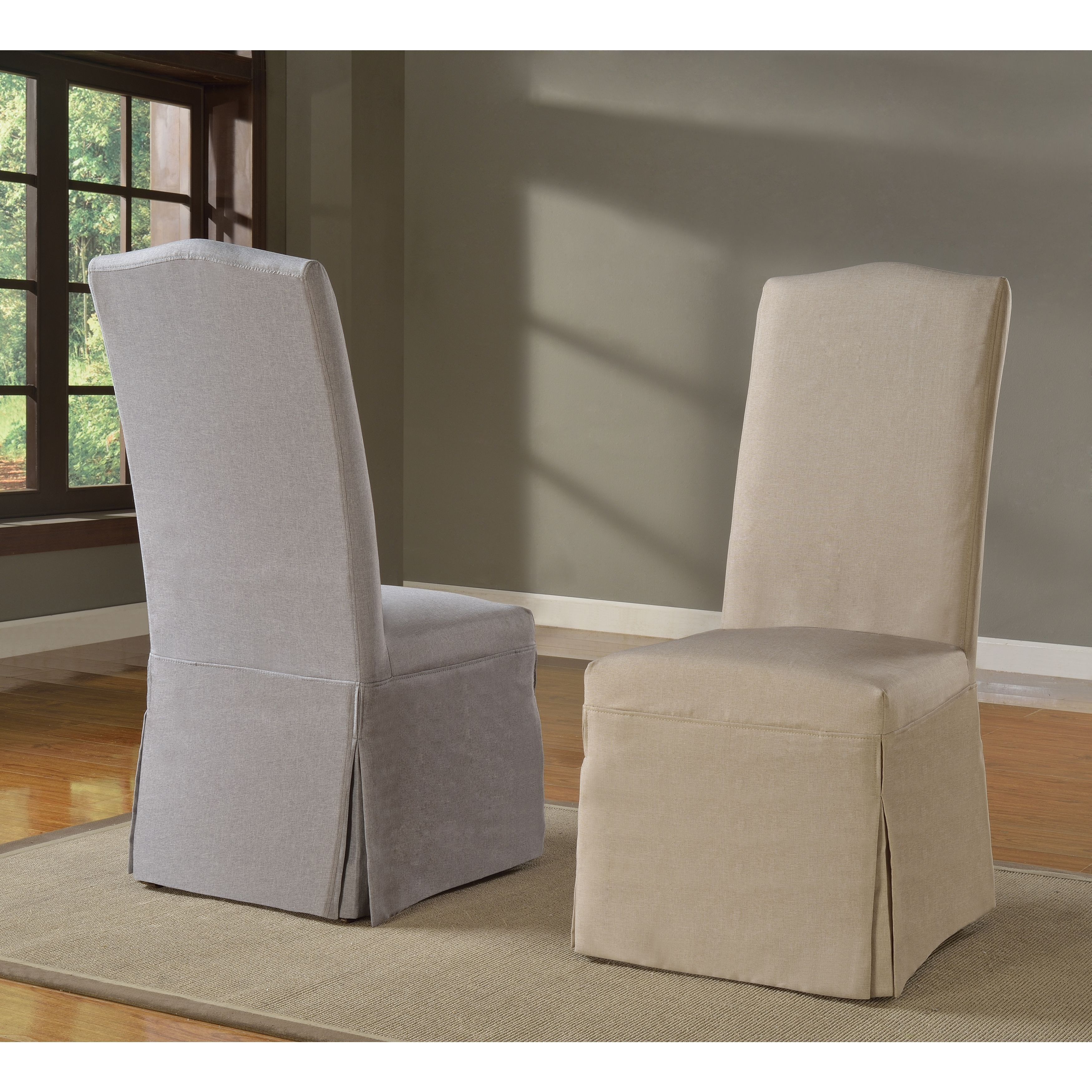 Shop Domusindo Slipcovered Camelback Dining Chair (set Of 2) – Free With Most Current Garten Marble Skirted Side Chairs Set Of  (View 6 of 20)