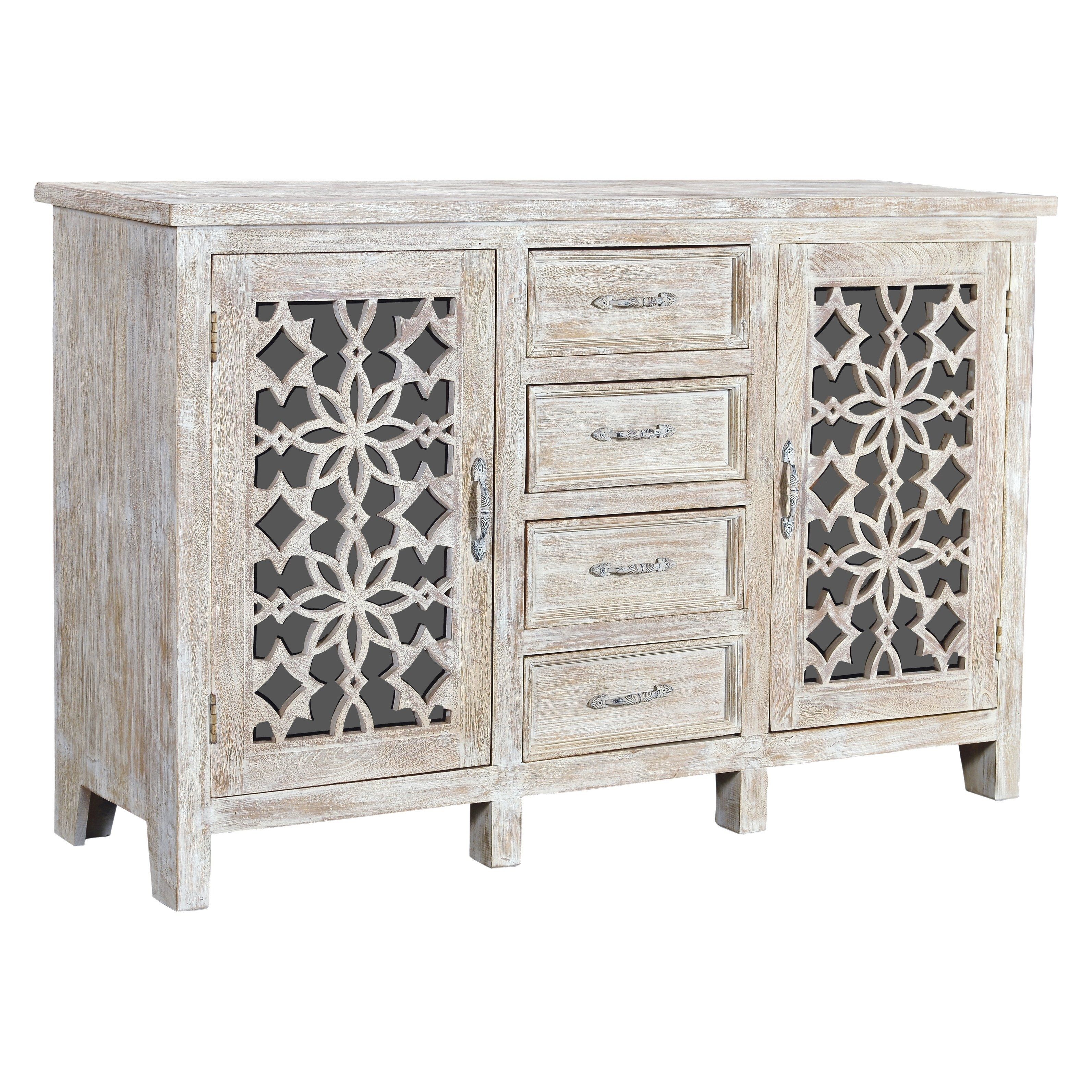 Shop Evan 4 Drawer 2 Door Carved Sideboard – Free Shipping Today For Latest Antique White Distressed 3 Drawer/2 Door Sideboards (Photo 16 of 20)