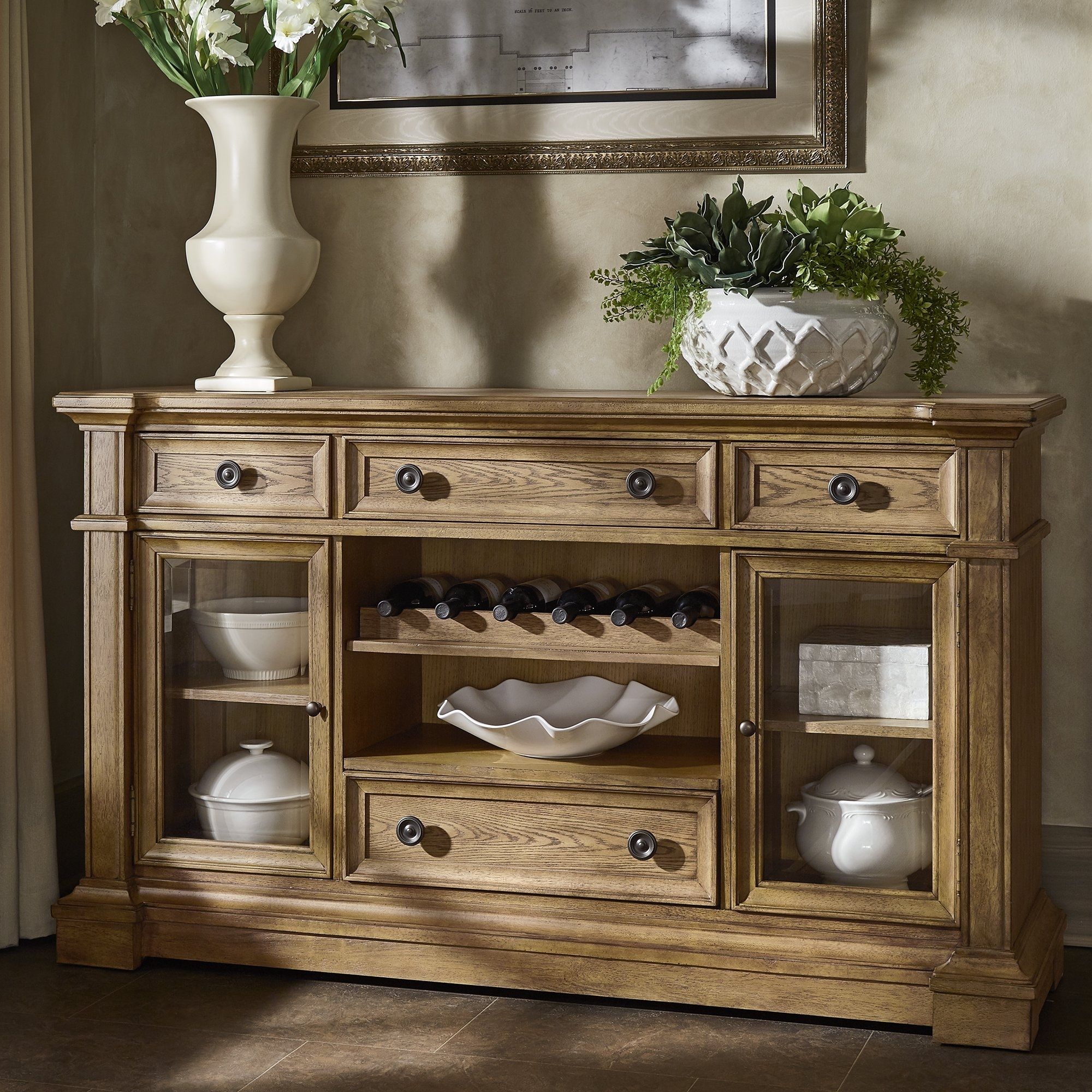 Shop Gilderoy Natural Oak Finish Buffetinspire Q Artisan – On Pertaining To Most Current Corrugated Natural 4 Drawer Sideboards (Photo 19 of 20)