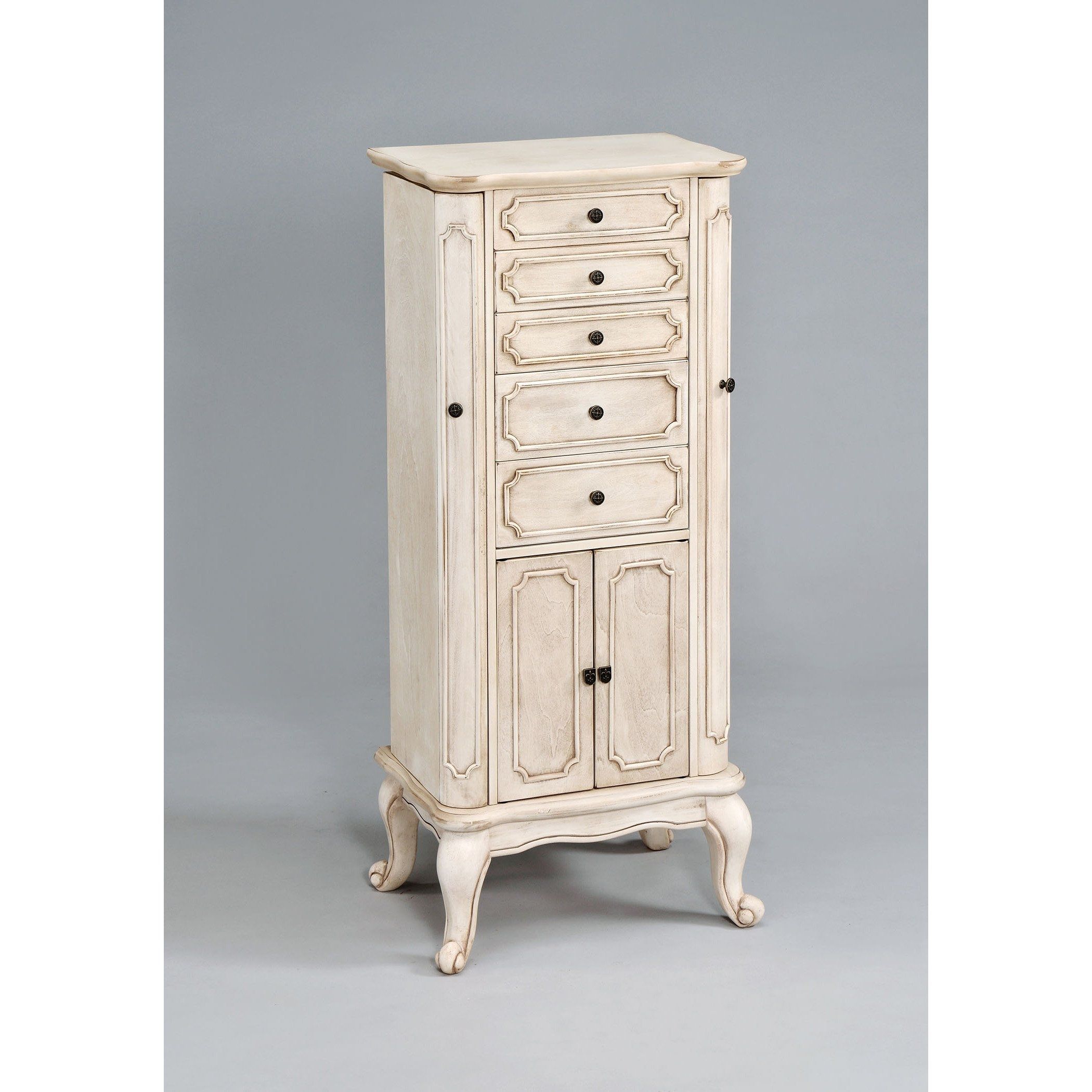 Shop Lief Antique White Wood Jewelry Armoire – Free Shipping Today Inside Current Leven Wine Sideboards (View 14 of 20)