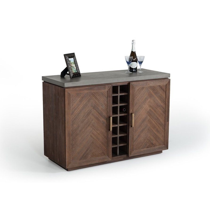 Shop Modrest Amos Modern Concrete & Acacia Wine Cabinet – On Sale Regarding Best And Newest Amos Buffet Sideboards (Photo 14 of 20)