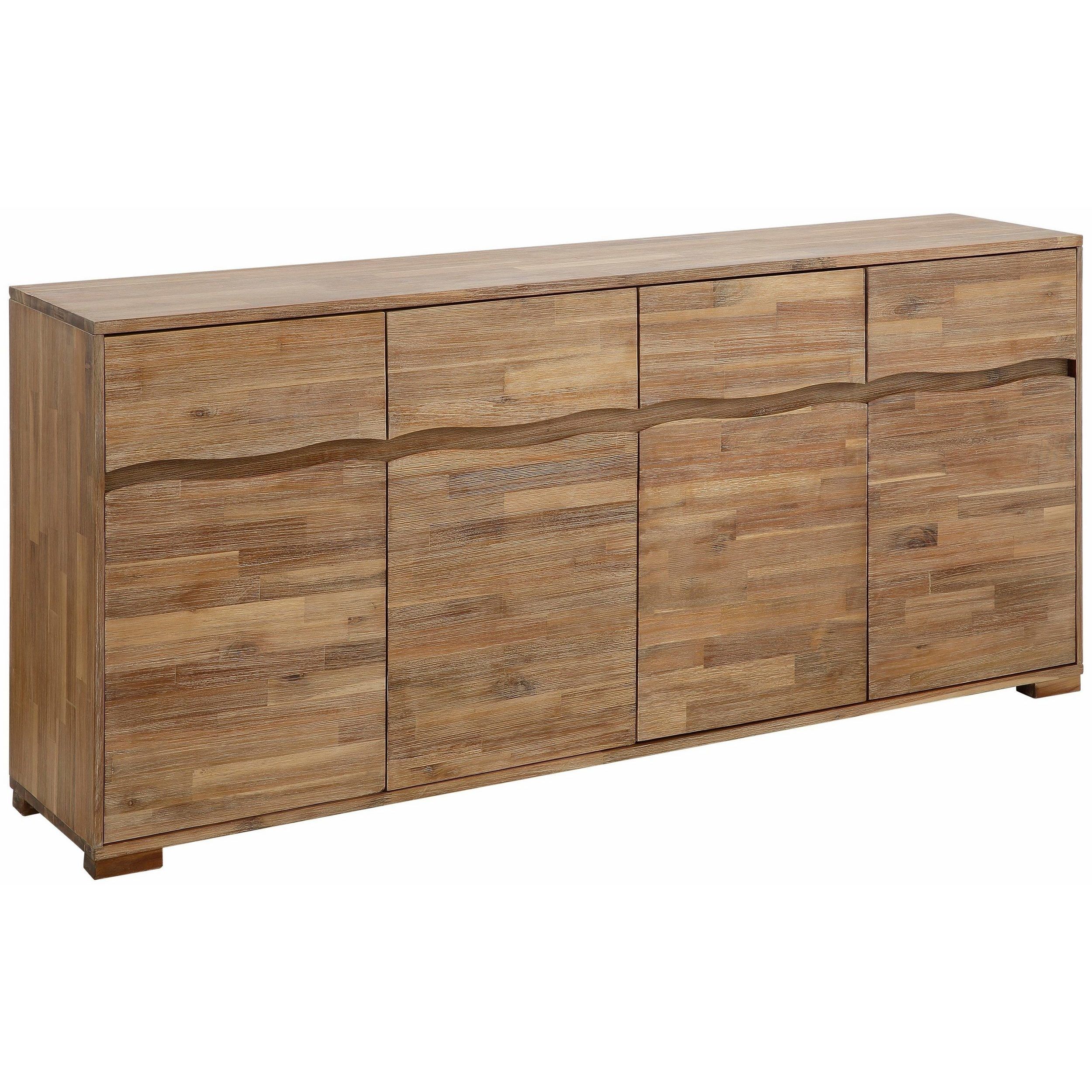 Shop Surf Sideboard With 4 Doors And 4 Drawers, Acacia Wood – On Within Recent Mango Wood Grey 4 Drawer 4 Door Sideboards (View 4 of 20)