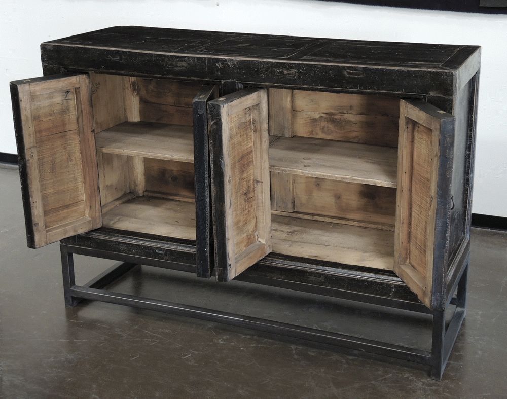 Sideboard Credenza Cabinet Buffet Media Console Black Iron Base Inside Most Up To Date Iron Sideboards (Photo 3 of 20)