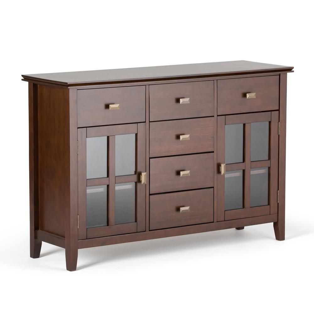 Simpli Home Artisan Medium Auburn Brown Buffet Axchol012 – The Home For Most Up To Date Aged Pine 3 Drawer 2 Door Sideboards (View 15 of 20)